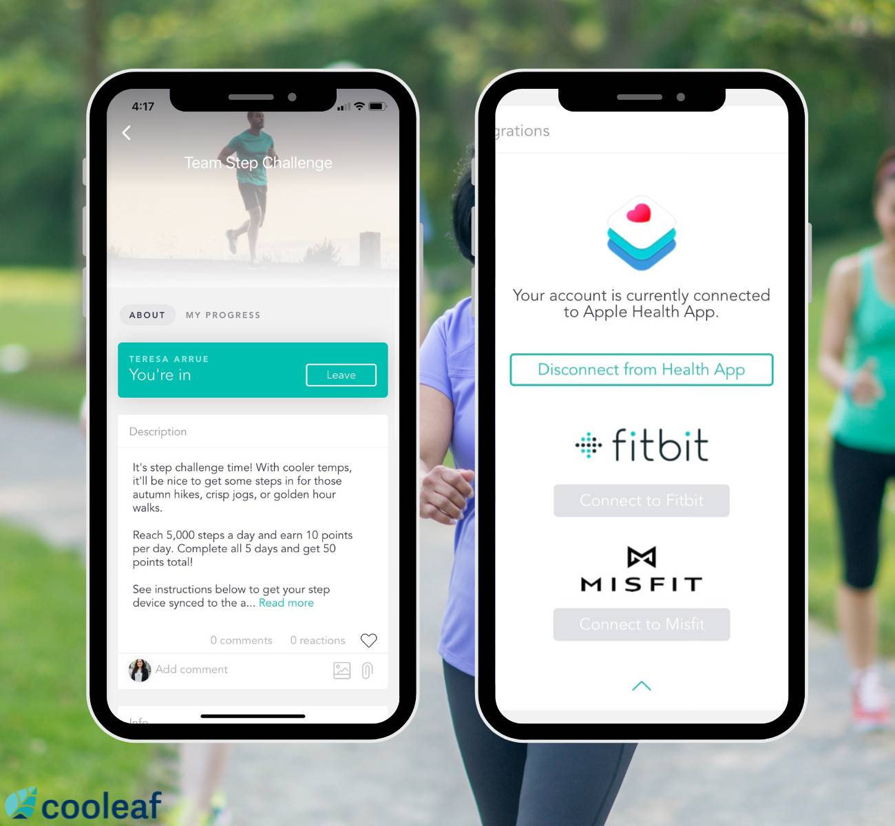 cooleaf step challenge on mobile app