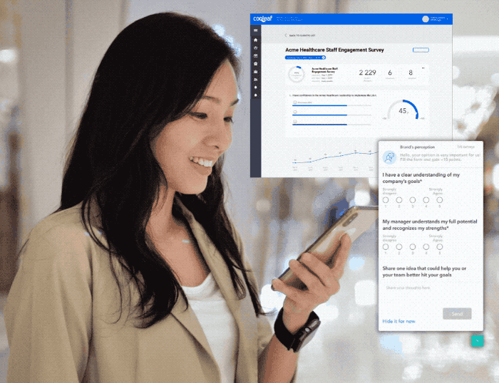 Returning to the office after years of remote work will take time to adapt, so keep a pulse on your people with employee engagement surveys. 