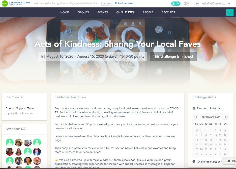 Virtual activities to engage employees in workplace giving