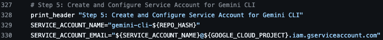 Setup script step 5: create and configure the service account