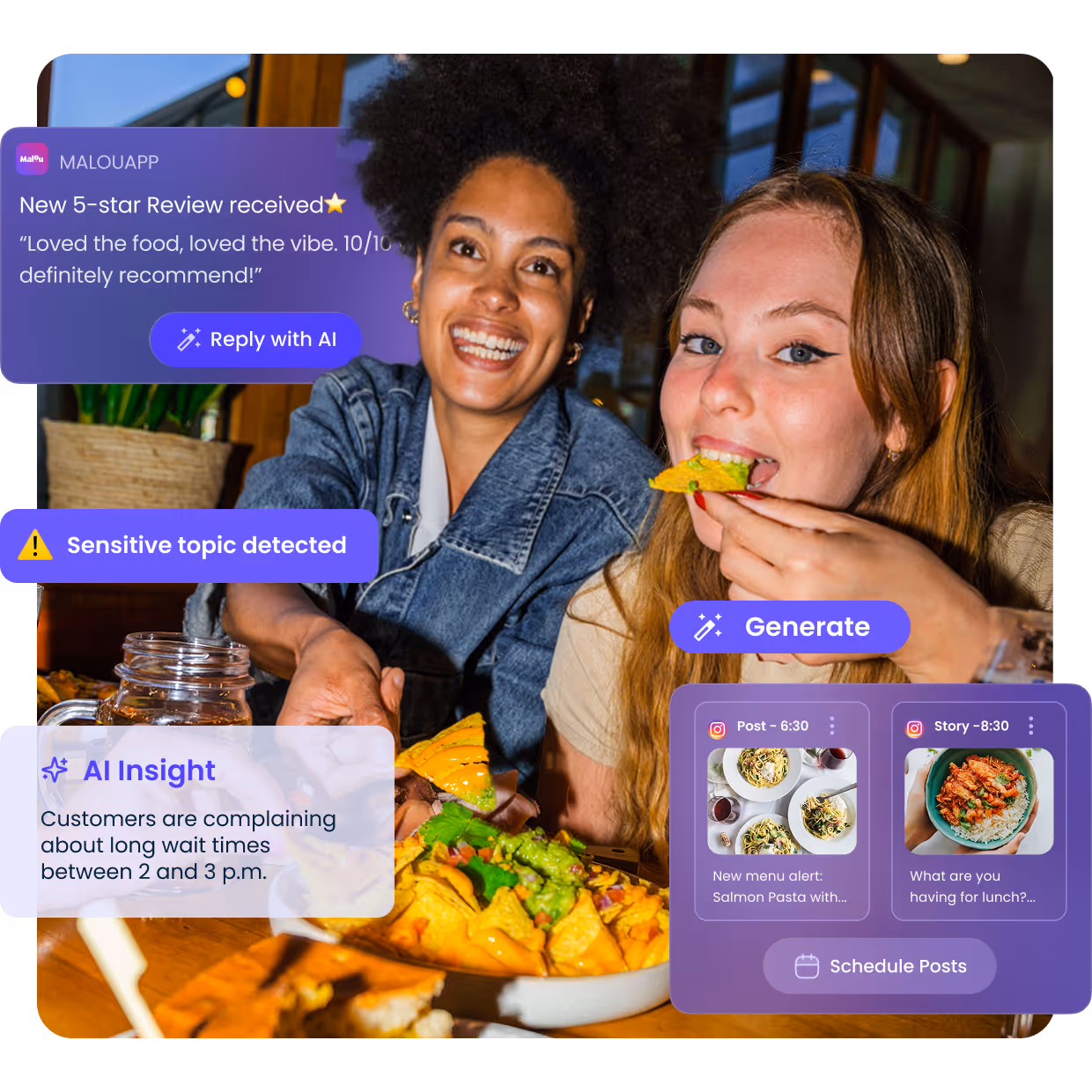 AI tools for restaurant reviews and social media management