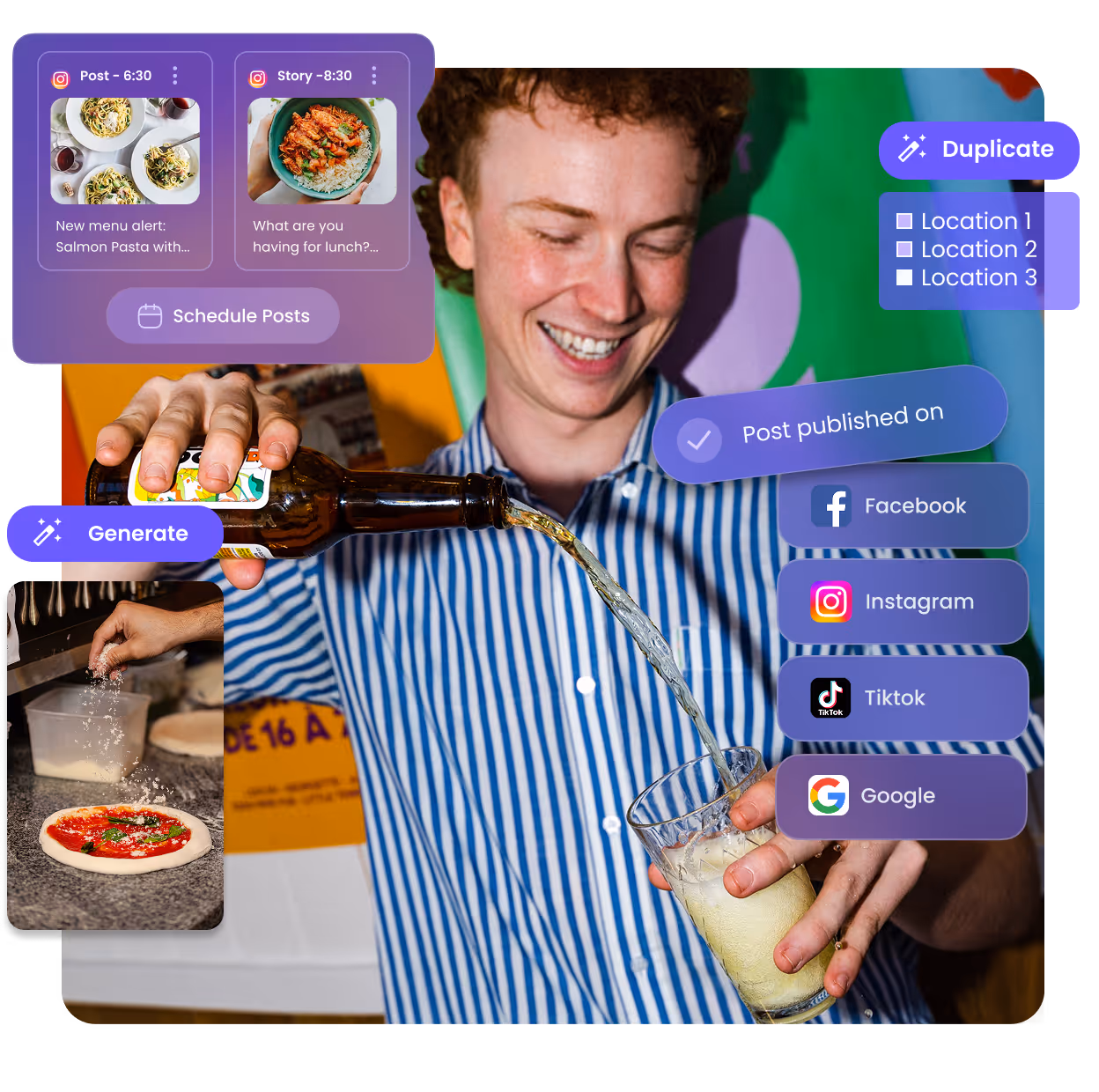 AI social media content generation for restaurant groups