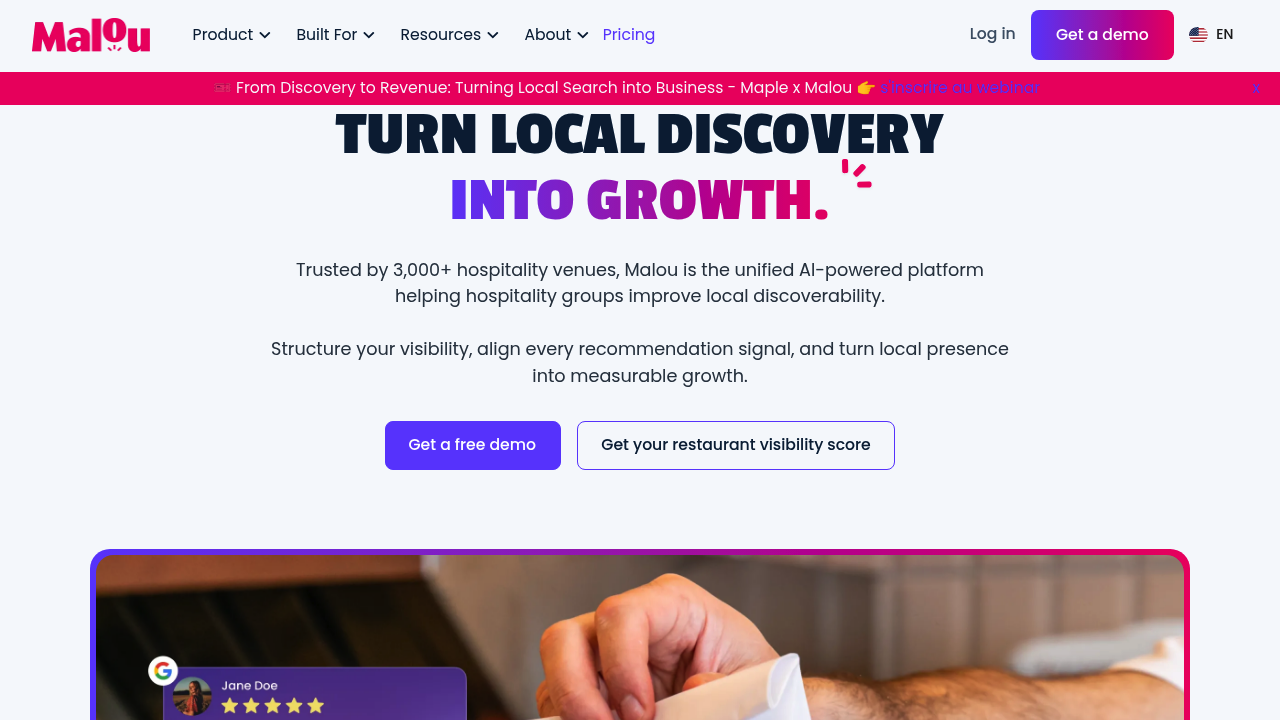 Screenshot of https://malou.io/en-us