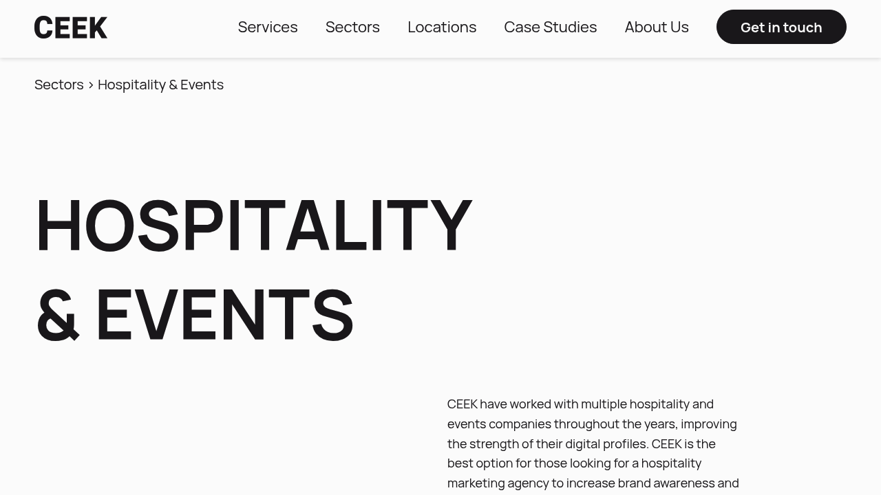 Screenshot of https://ceek.co.uk/hospitality-marketing-agency/