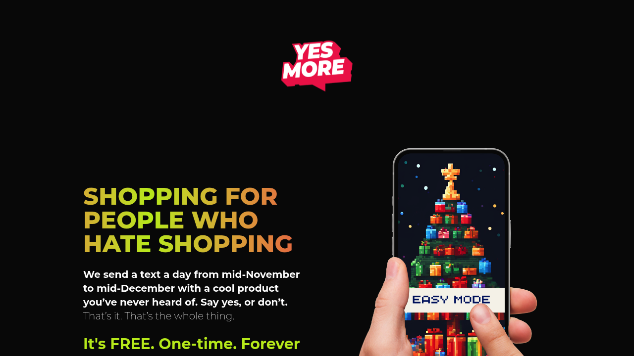 Screenshot of https://yesmore.co/