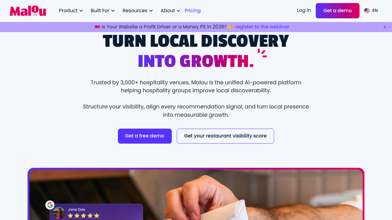 Screenshot of https://malou.io/en-us