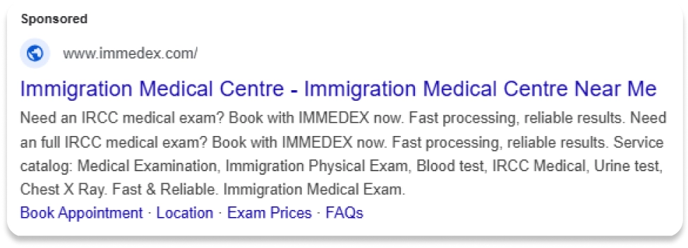 Google search results