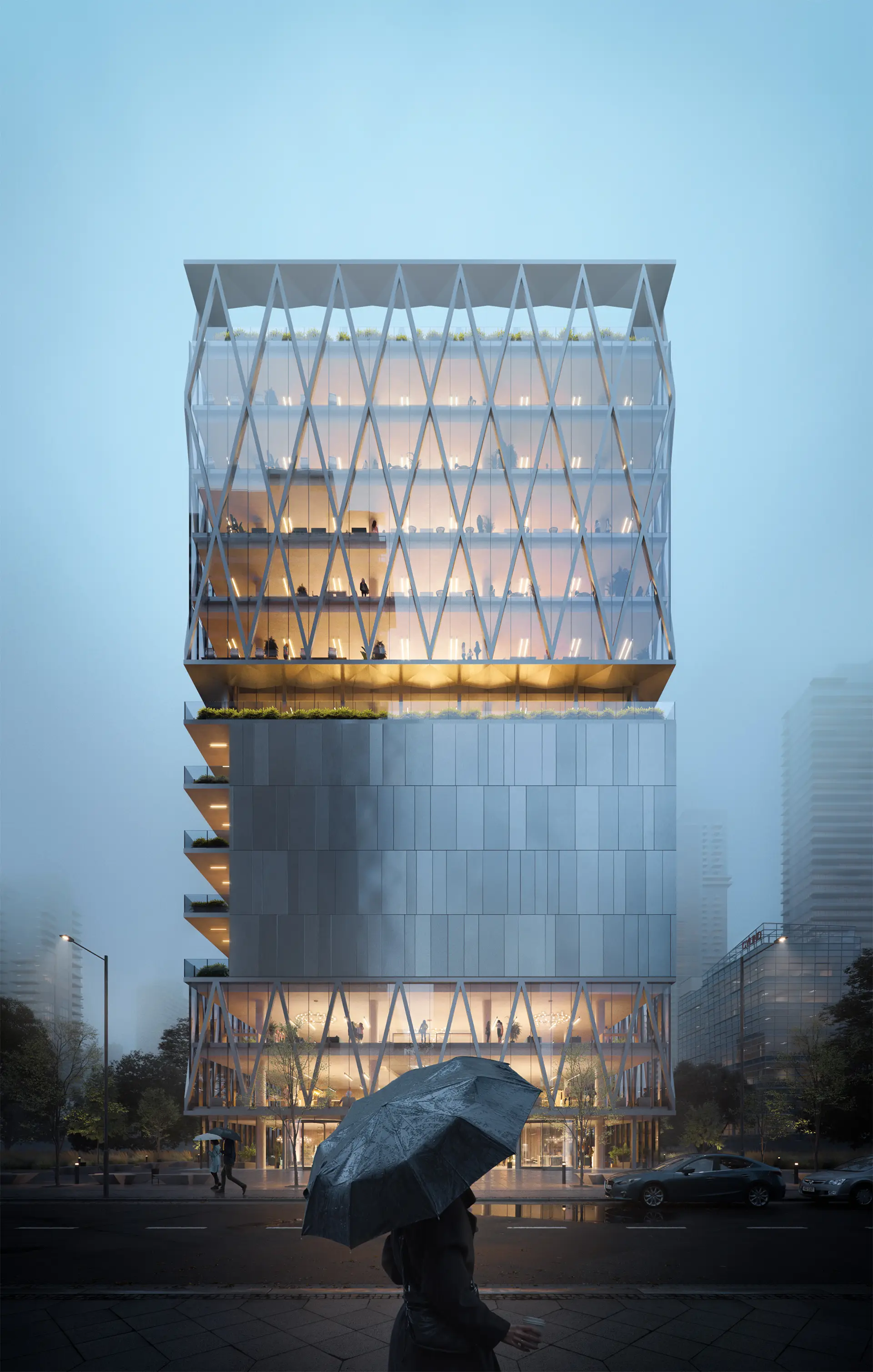 Glass and steel come alive when light reveals depth, texture, and rhythm.
