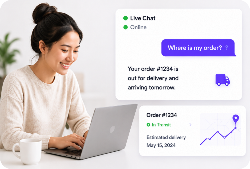 Customer support chat resolving an order question