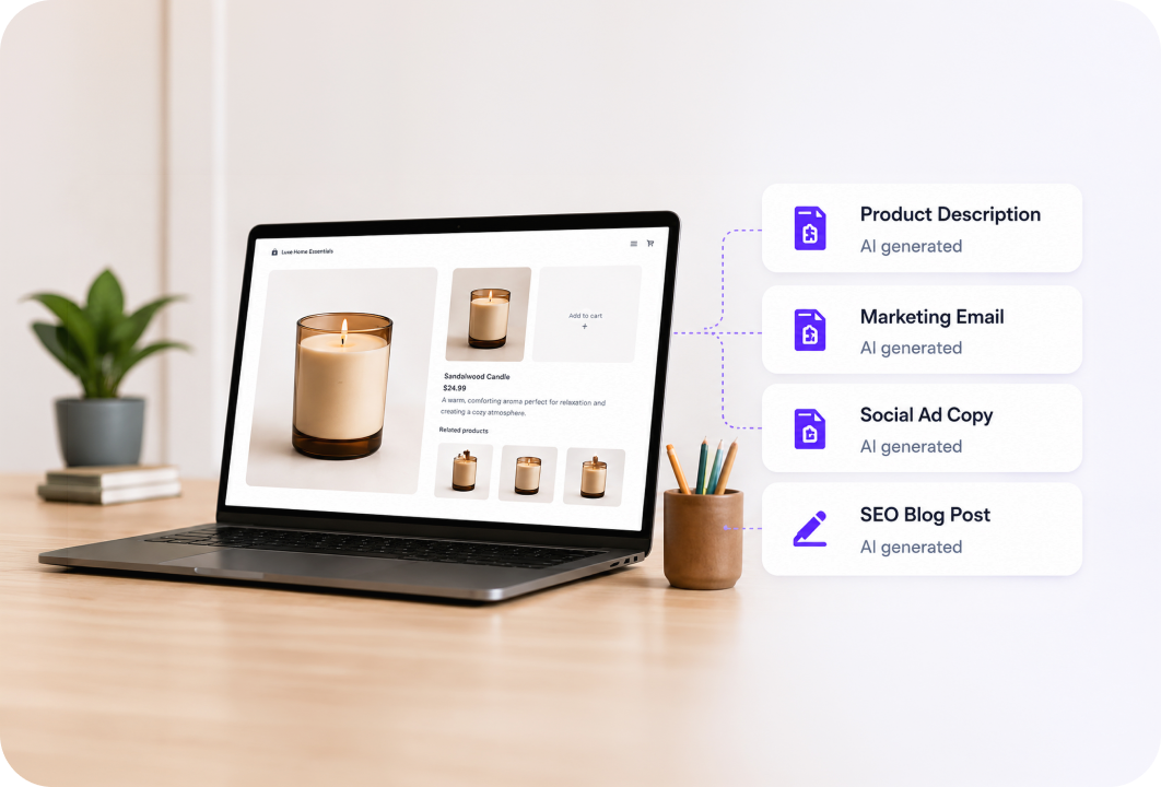AI-generated product copy, emails, ads and blog posts
