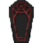 A pixel art coffin from the video game "Vampire Survivors"