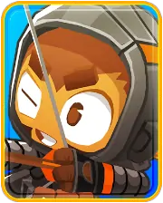 An icon image of Quincy from "Bloons TD 6," depicting the archer monkey in close-up, aiming his bow and arrow, with a determined expression.