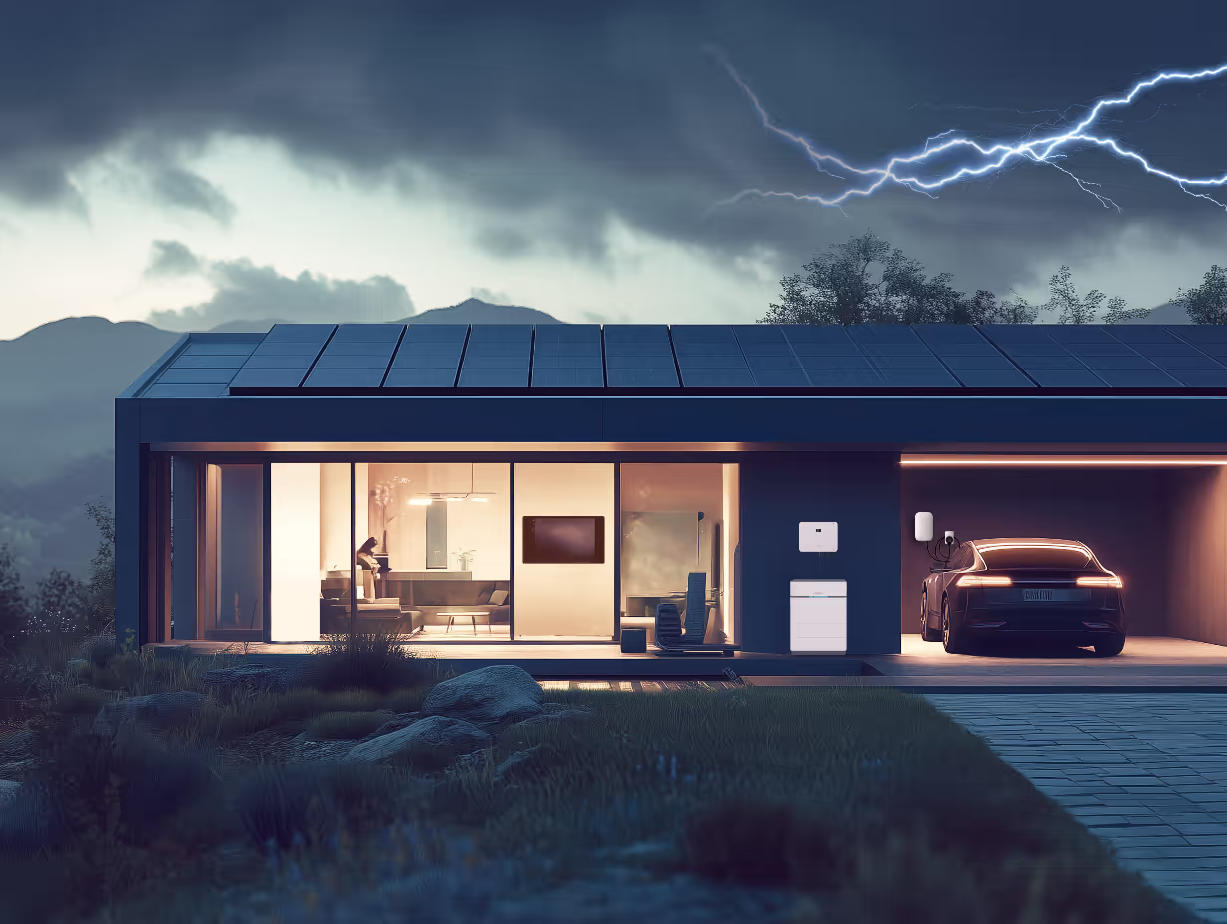 Sungrow SBH battery on a residential home in a storm