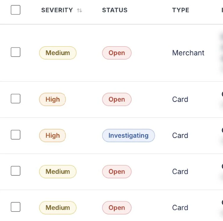 Severity and status badges in the case queue