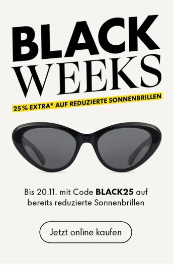 Fielmann Black Week 25 % Extra-Rabatt auf bereits reduzierte Sonnenbrillen