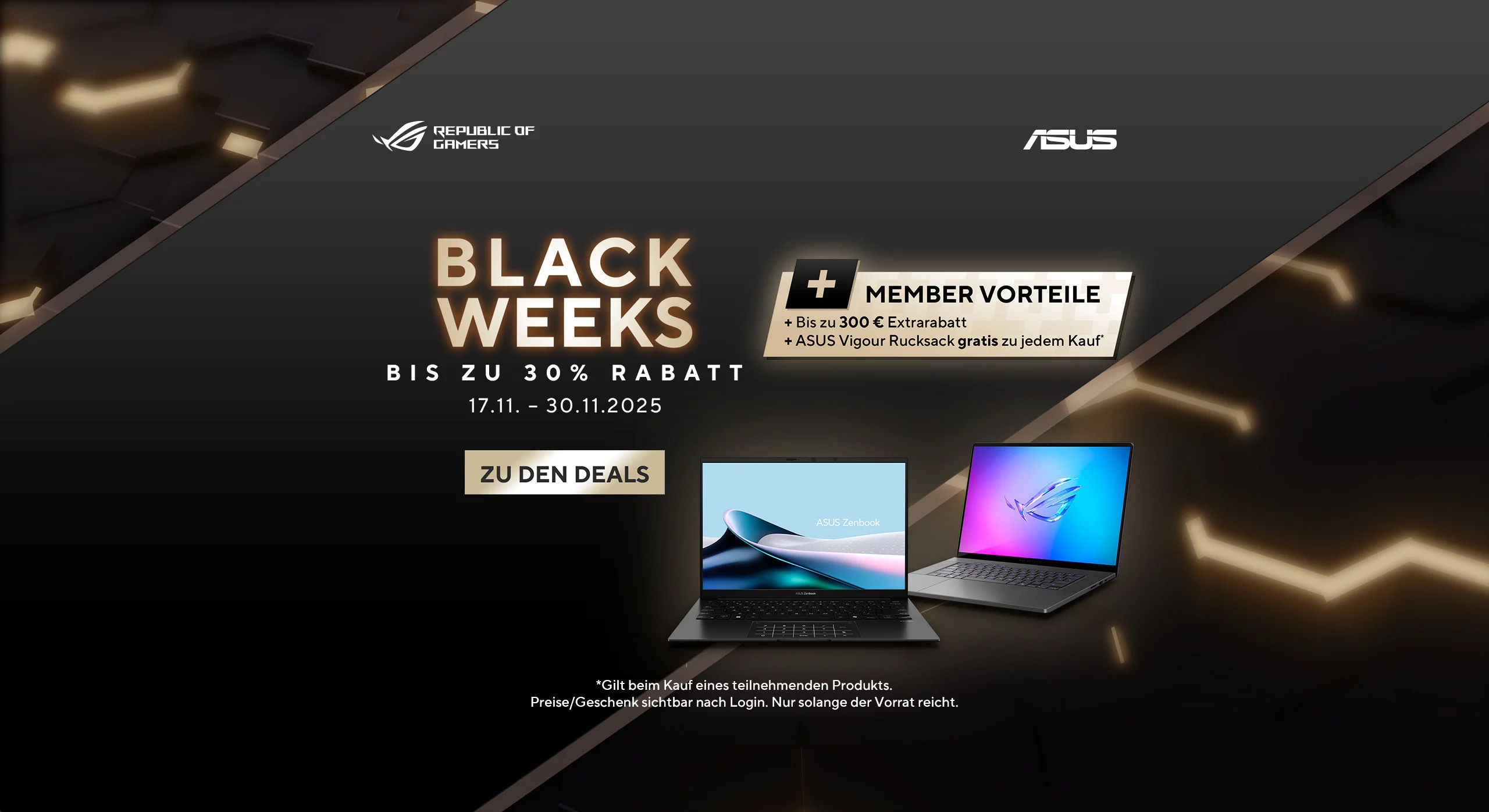 Asus Black Week - bis zu 30% Rabatt
