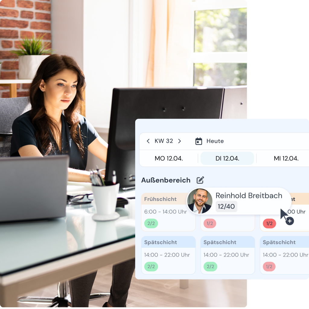 Mit dem clockin Kalender kannst du Einsätze einfach planen