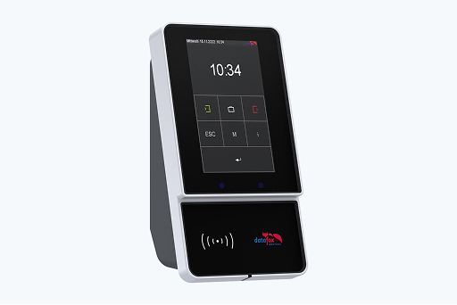 Datafox EVO 5.0 Flex Zeiterfassungsterminal mit Aluminiumrahmen, Echtglasfront und RFID-Chip-Leser