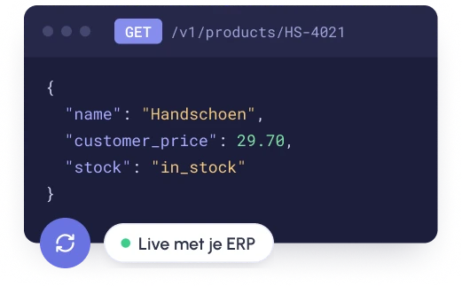 Headless API code voorbeeld gekoppeld aan ERP