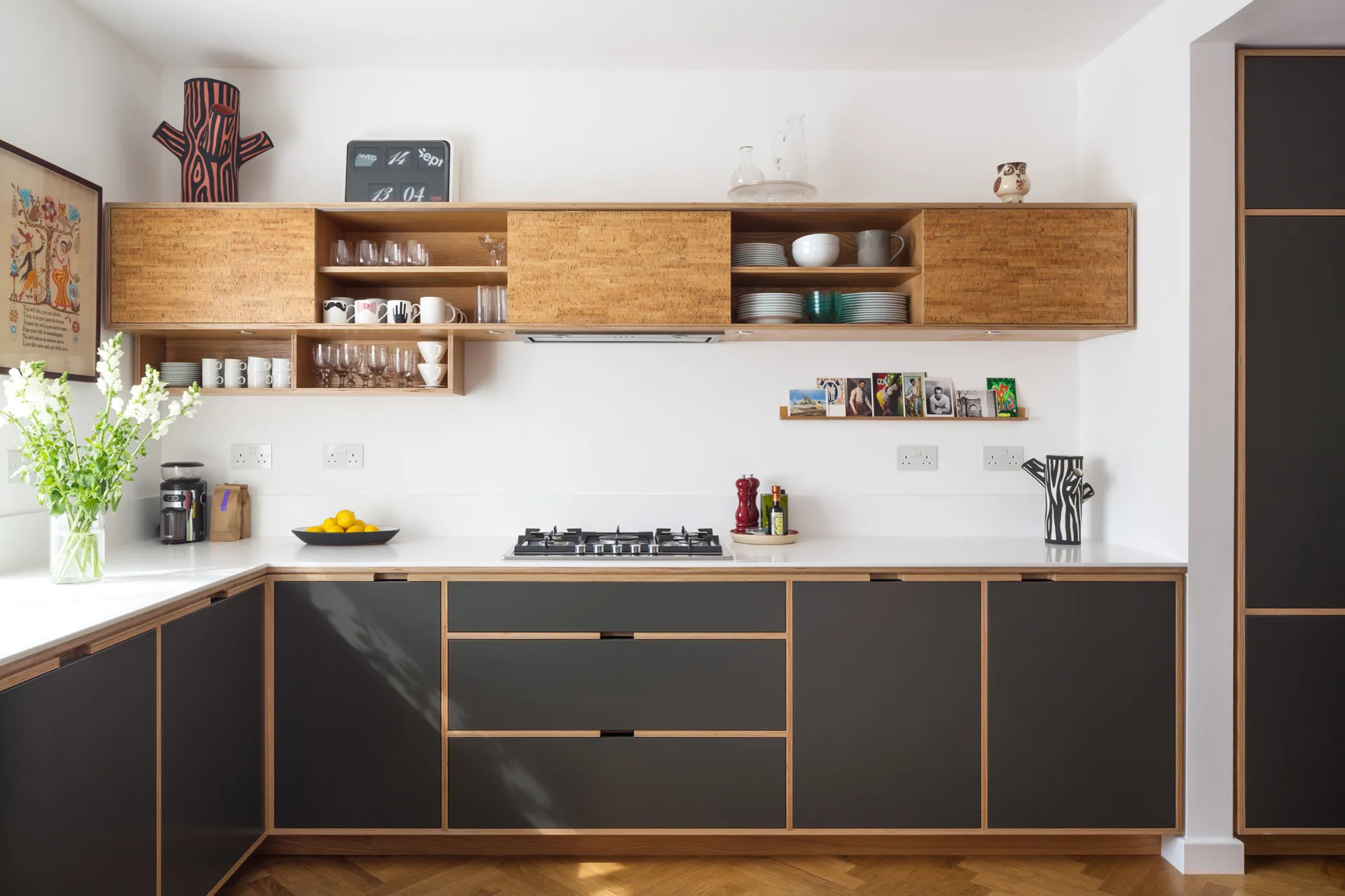 Uncommon Projects incorporate sliding door wall units into many of their schemes. Sliding doors are really practical, they can be left open while you’re cooking, and there is no danger of banging your head.