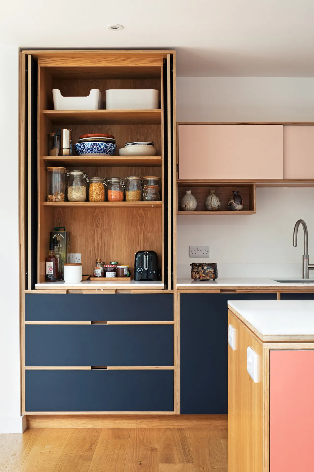 Pantry cupboards are great for storing all your breakfast items.