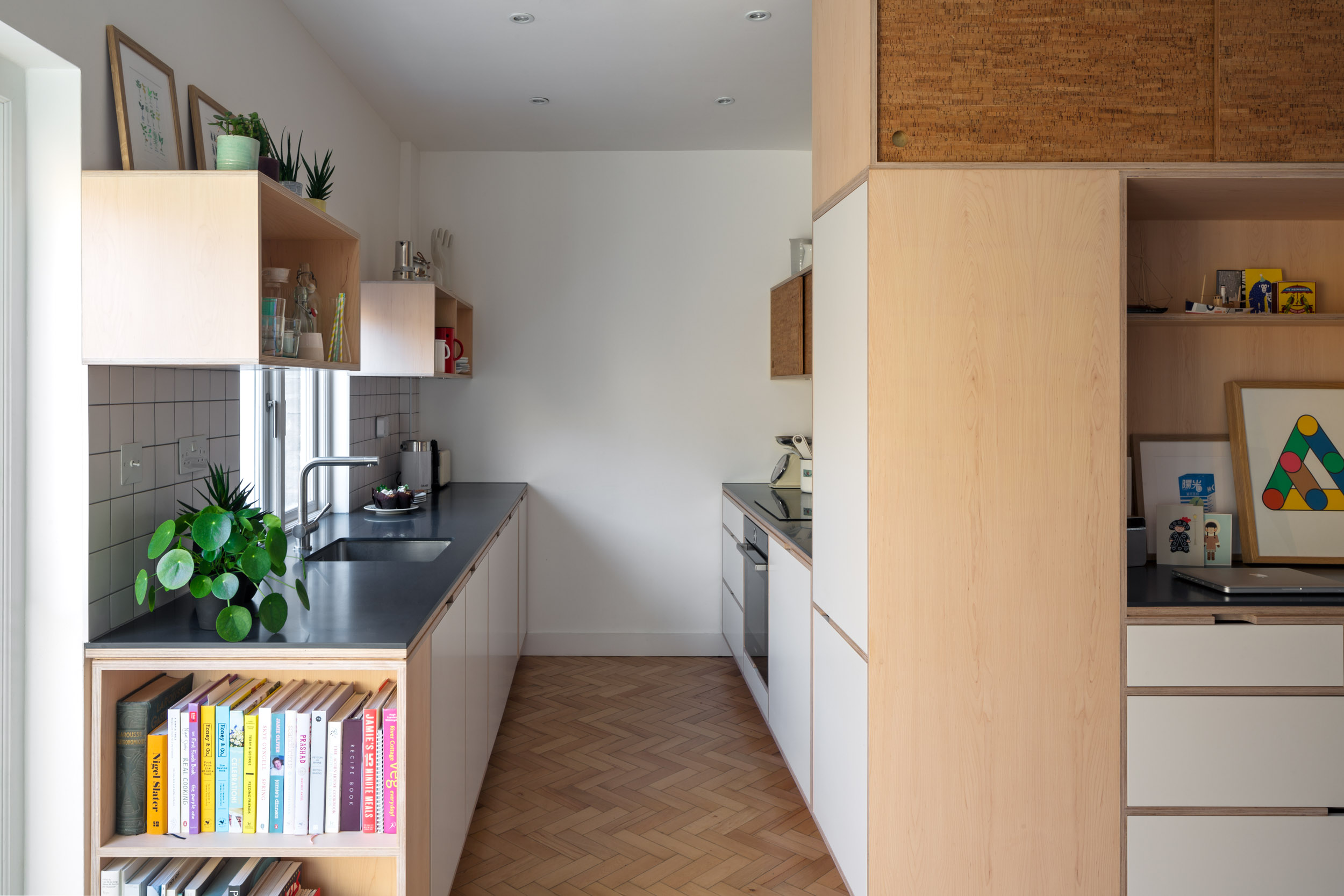 Modern Plywood Kitchen With Wooden Flooring