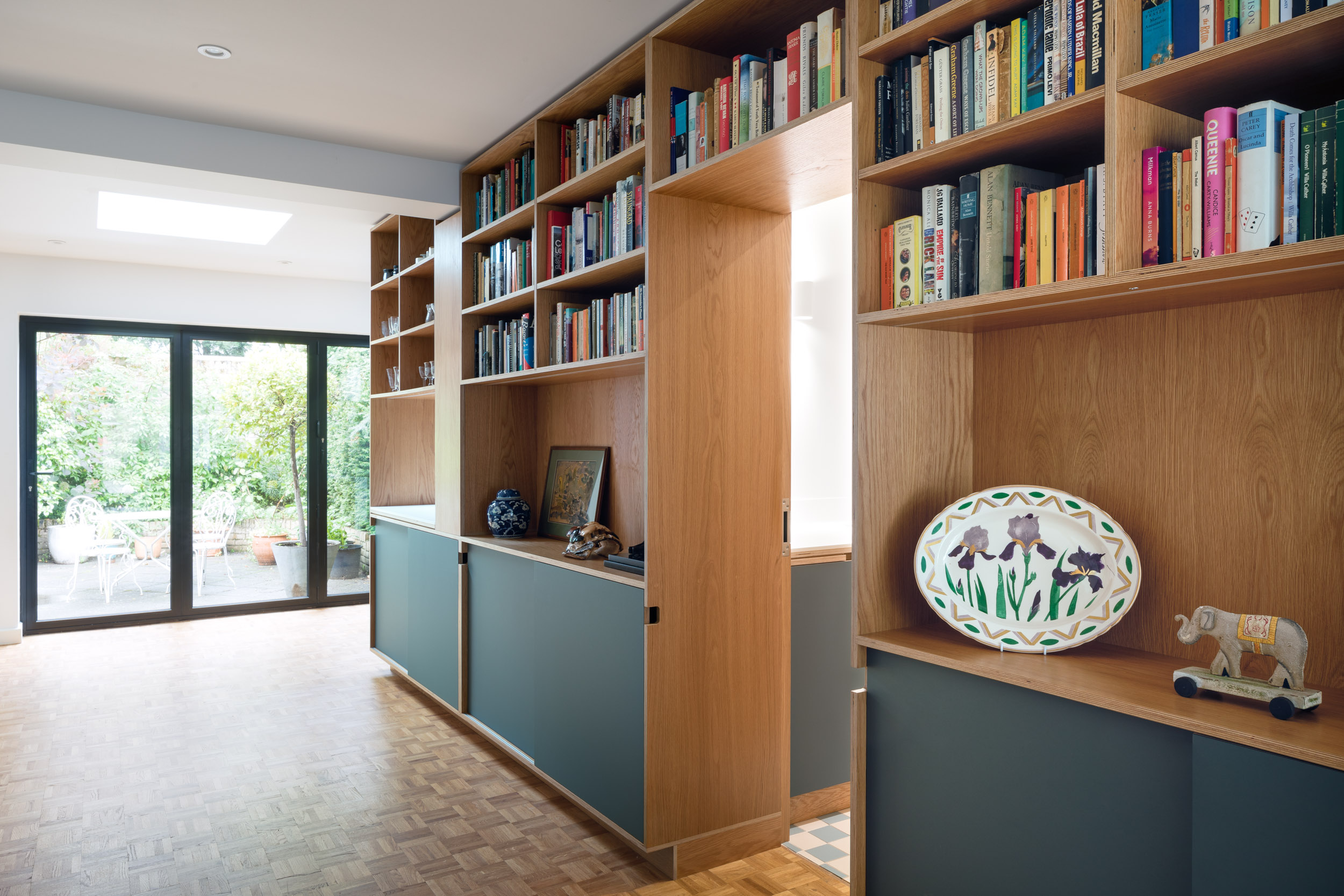 plywood bookcase bathroom door surround