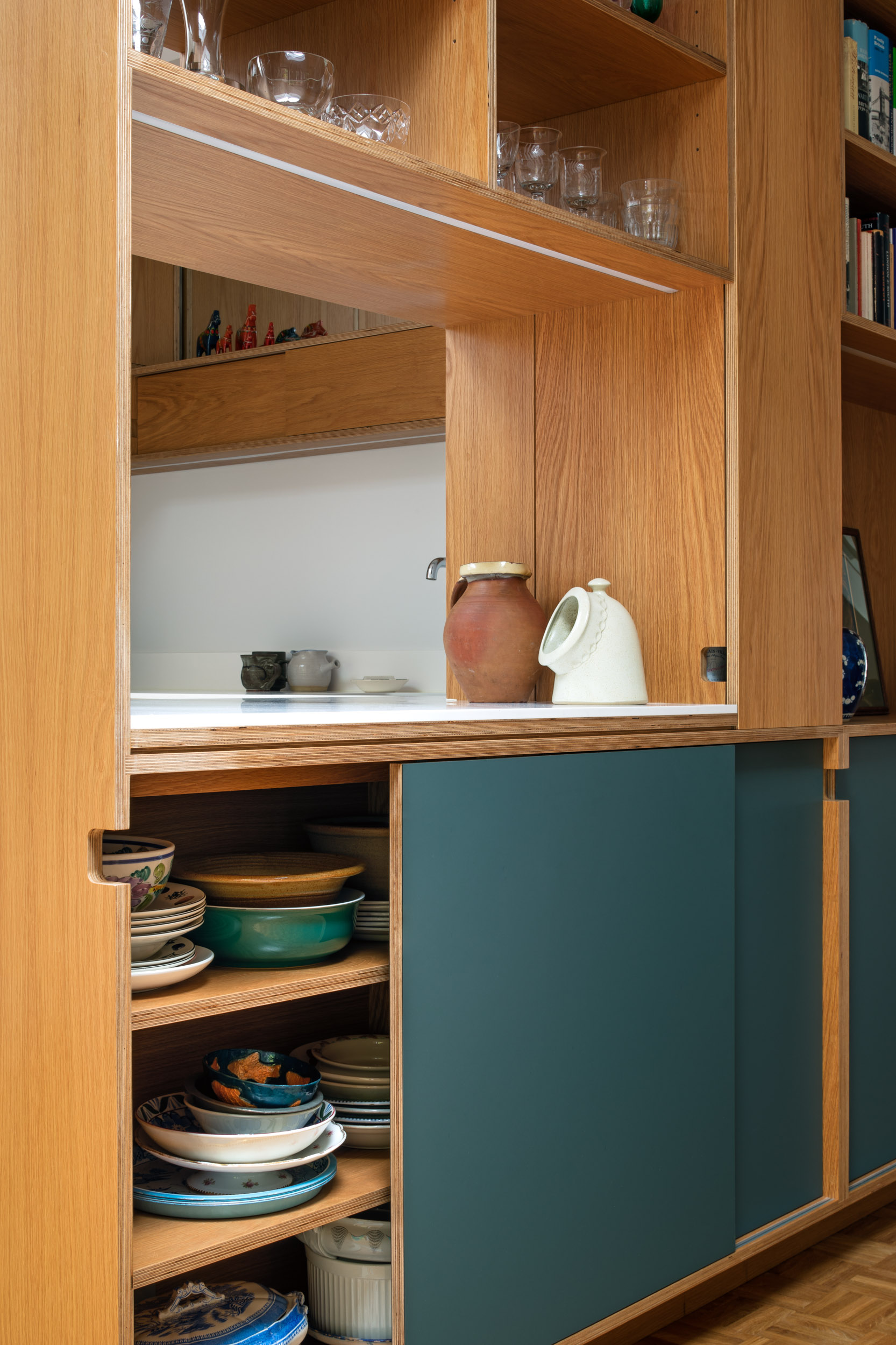 Sliding door on plywood furniture