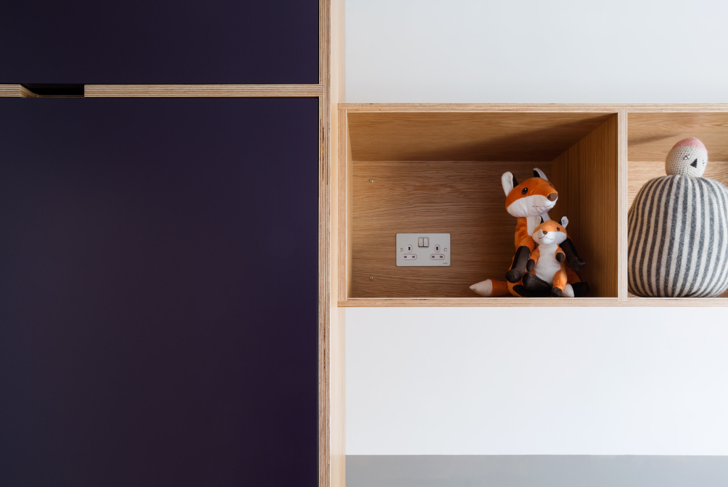 Close-up Bedroom Plywood Storage