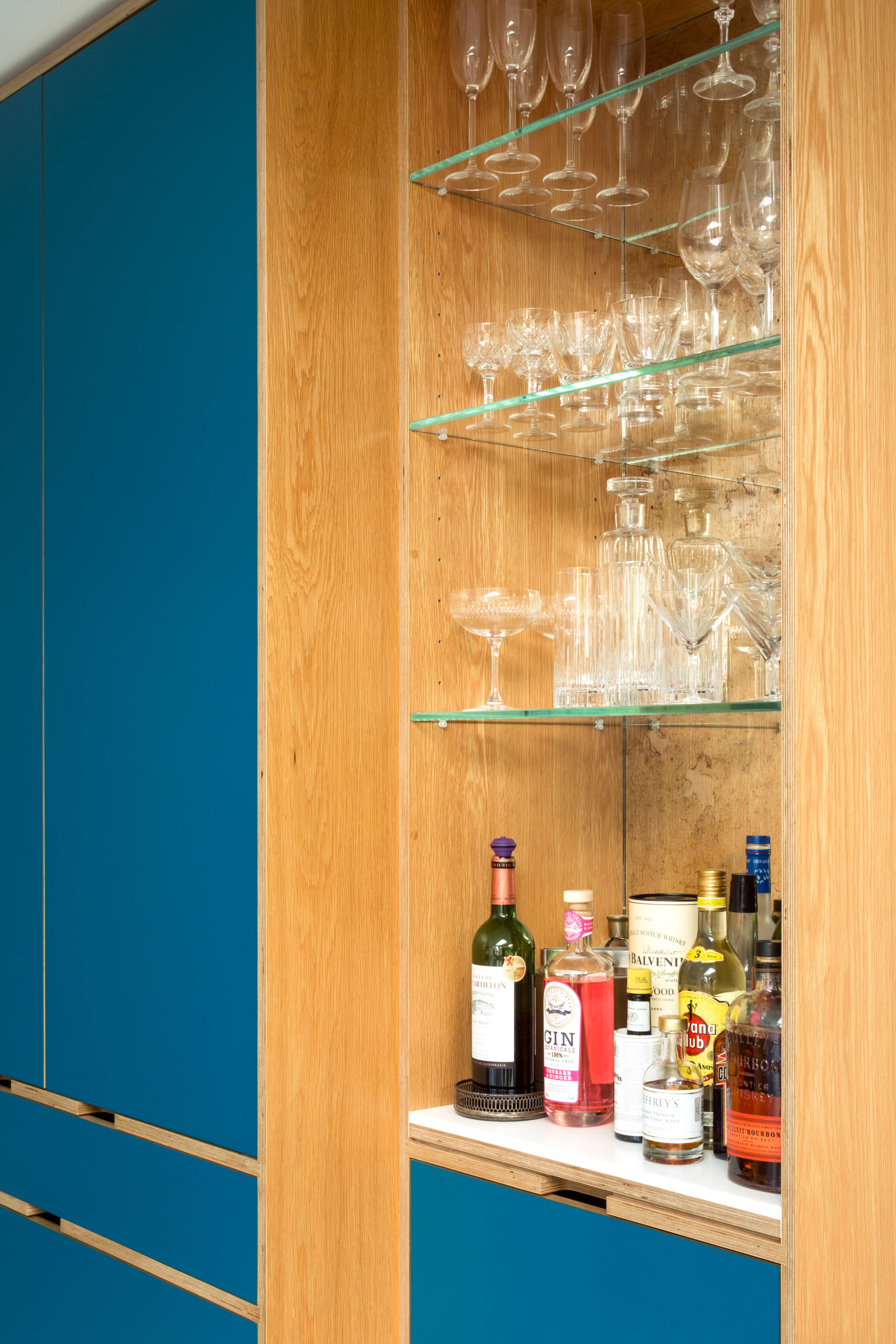 Oak ply drinks cabinet
