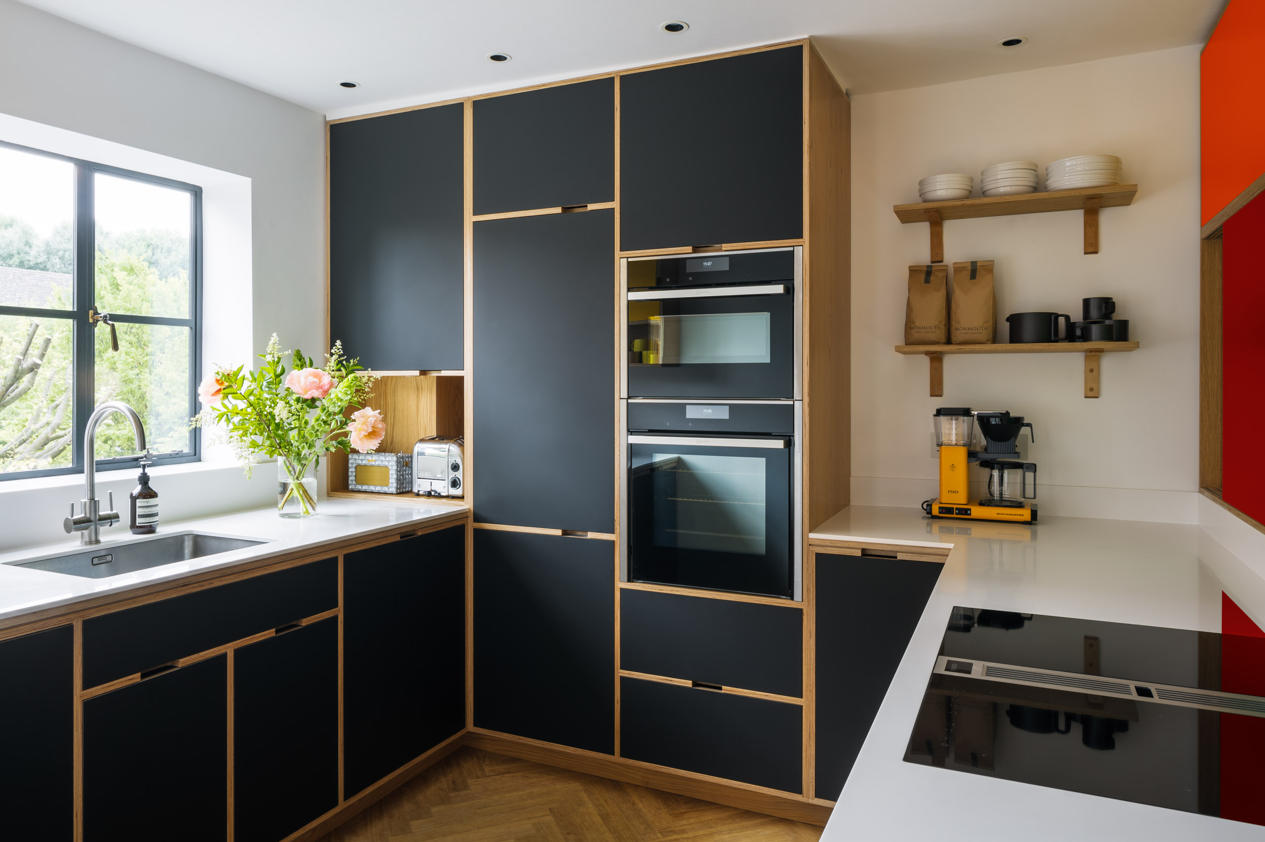 Oak ply kitchen open room divider