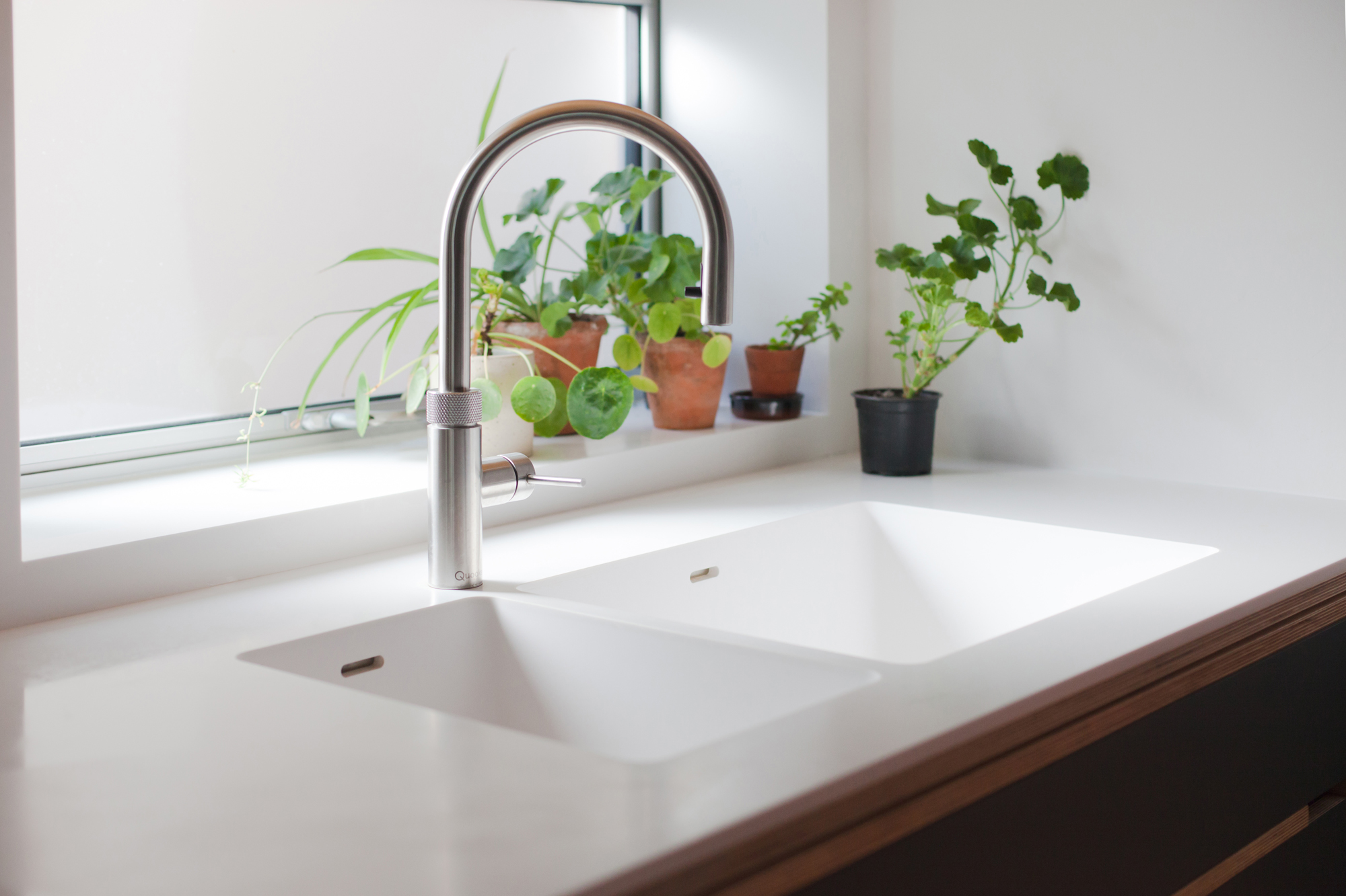 Corian sink and plants
