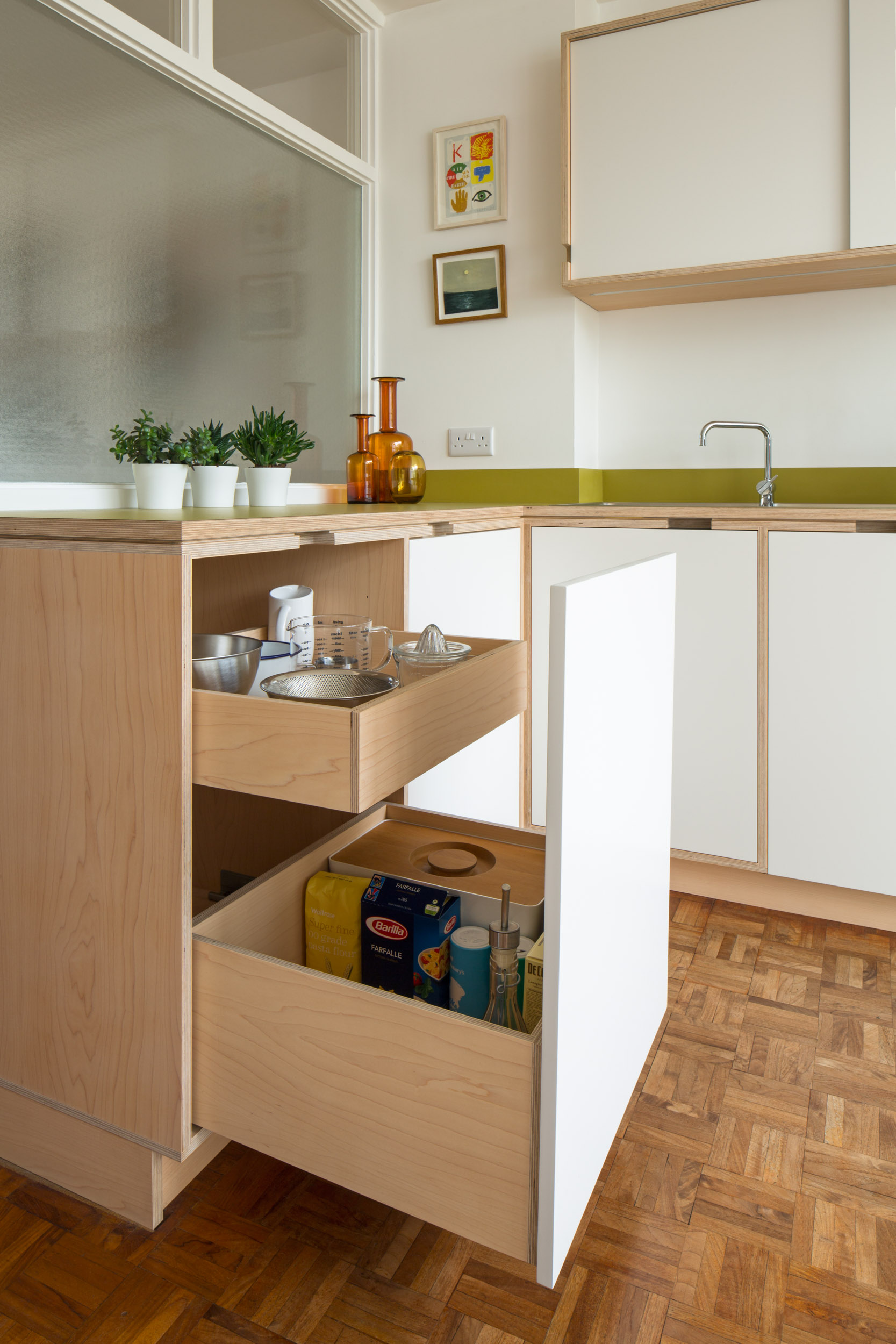Plywood drawer box larder cabinetry