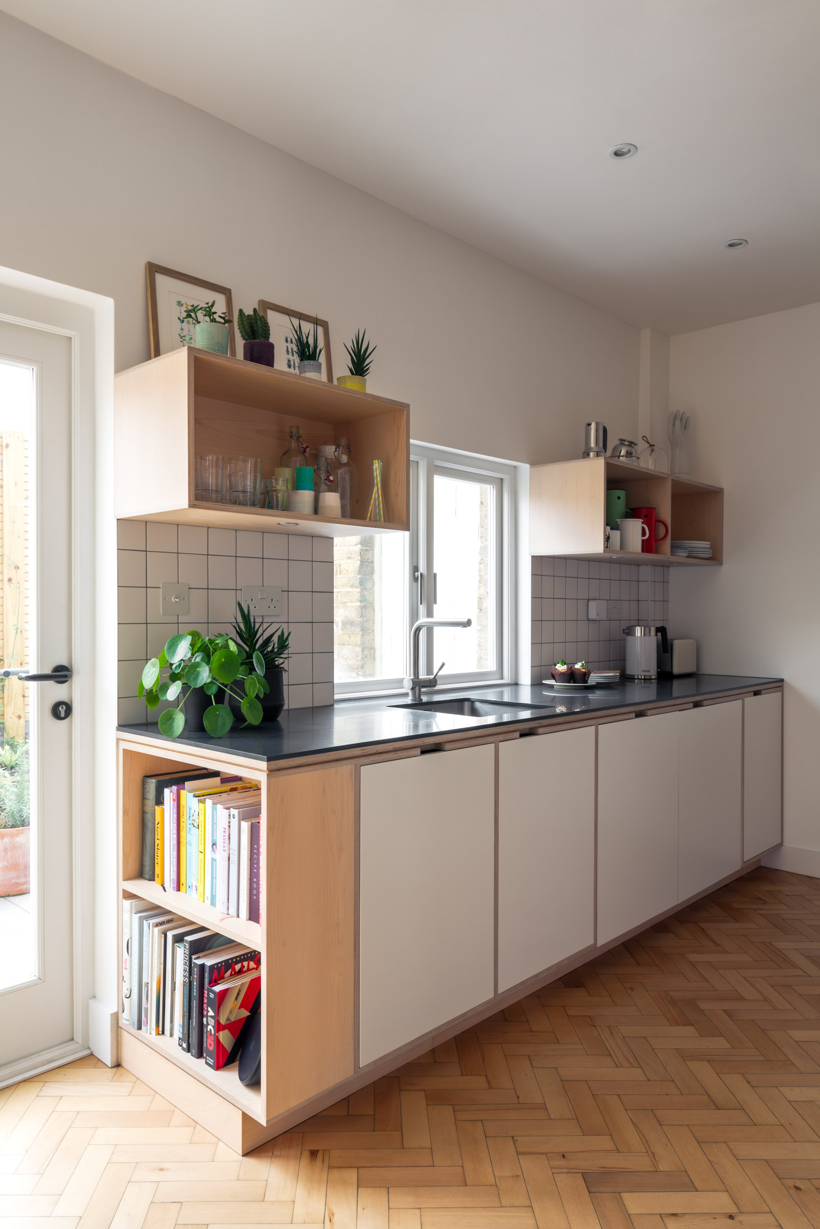 Plywood Kitchen Cabinetry With End Unit Storage