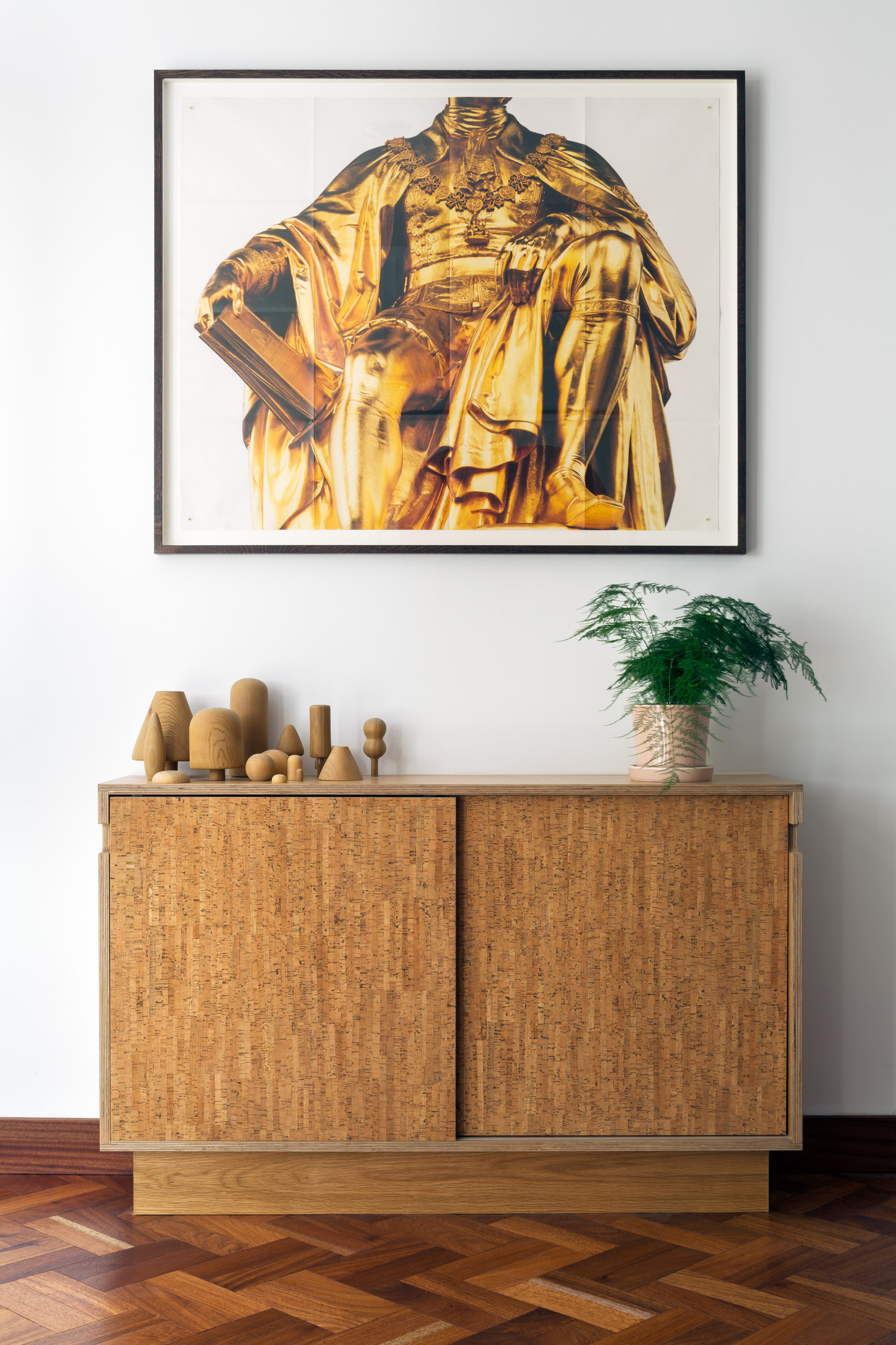 Cork sliding door sideboard