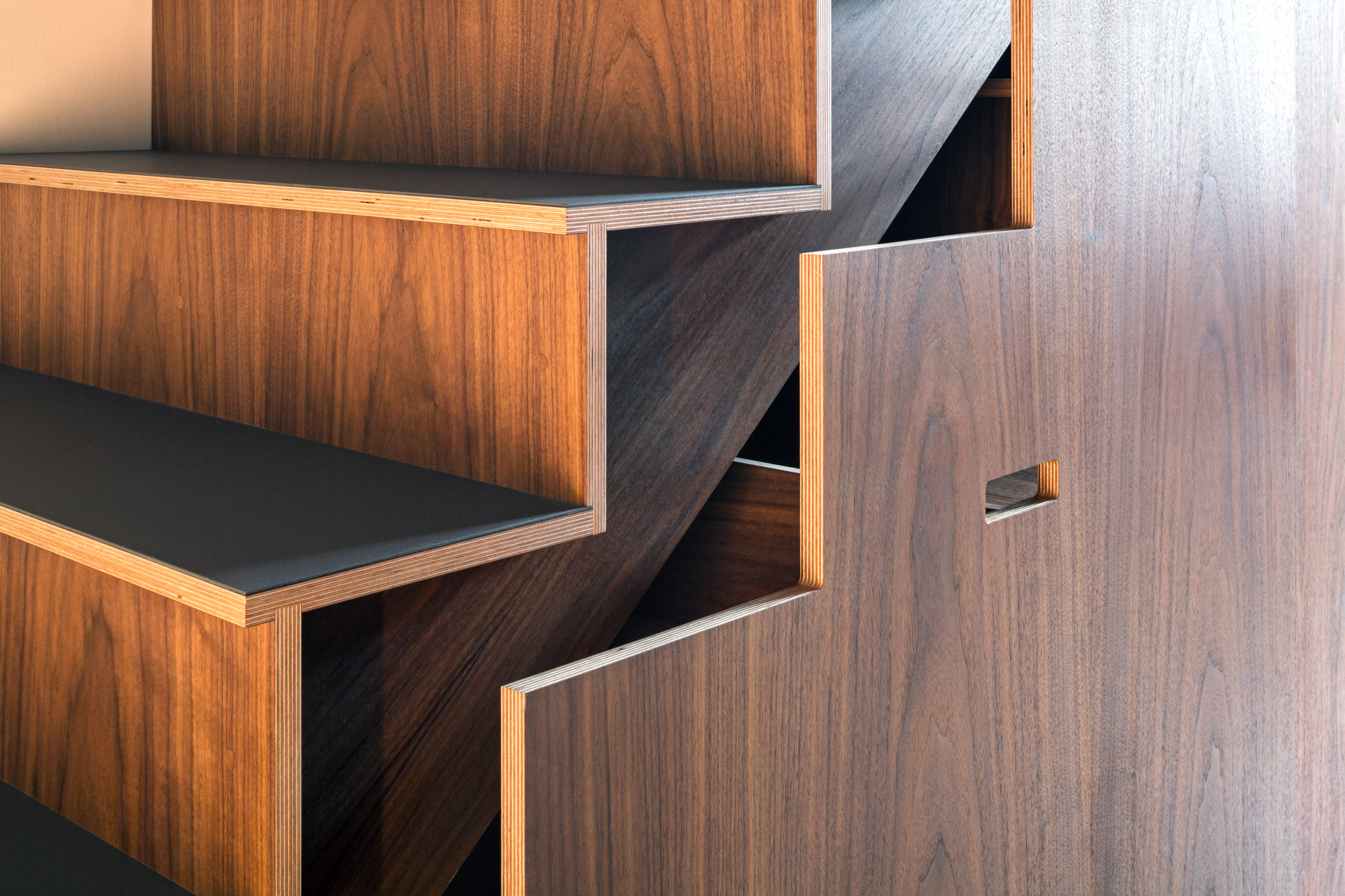 Plywood Stairs storage 