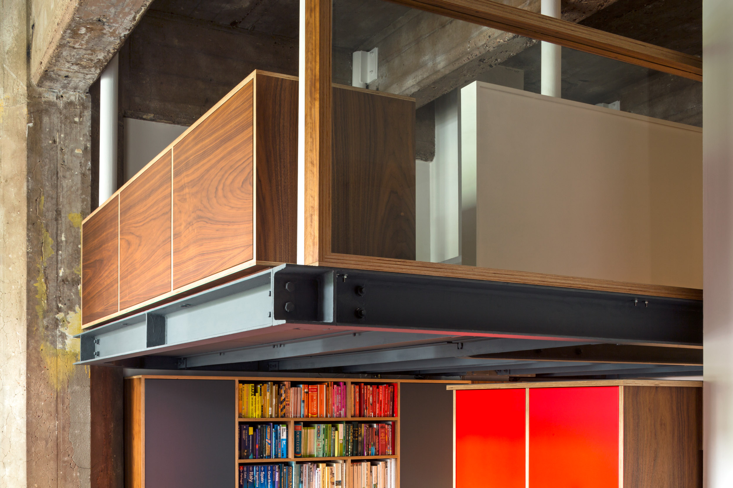 Balcony storage in walnut veneer plywood