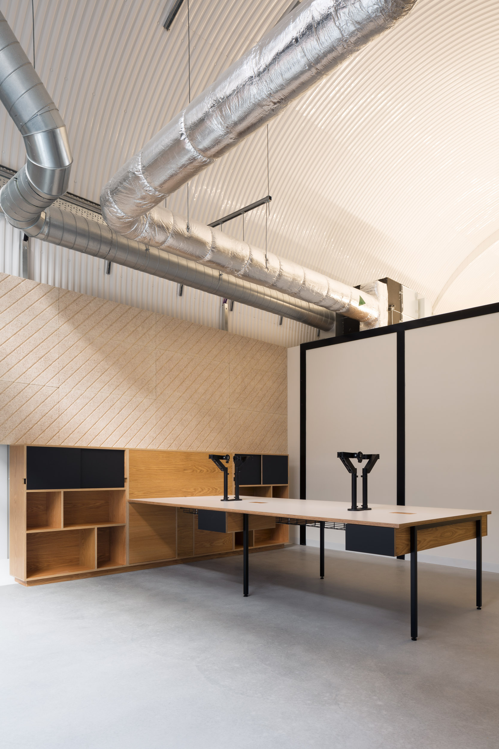 Plywood desk - office railway arch fit out