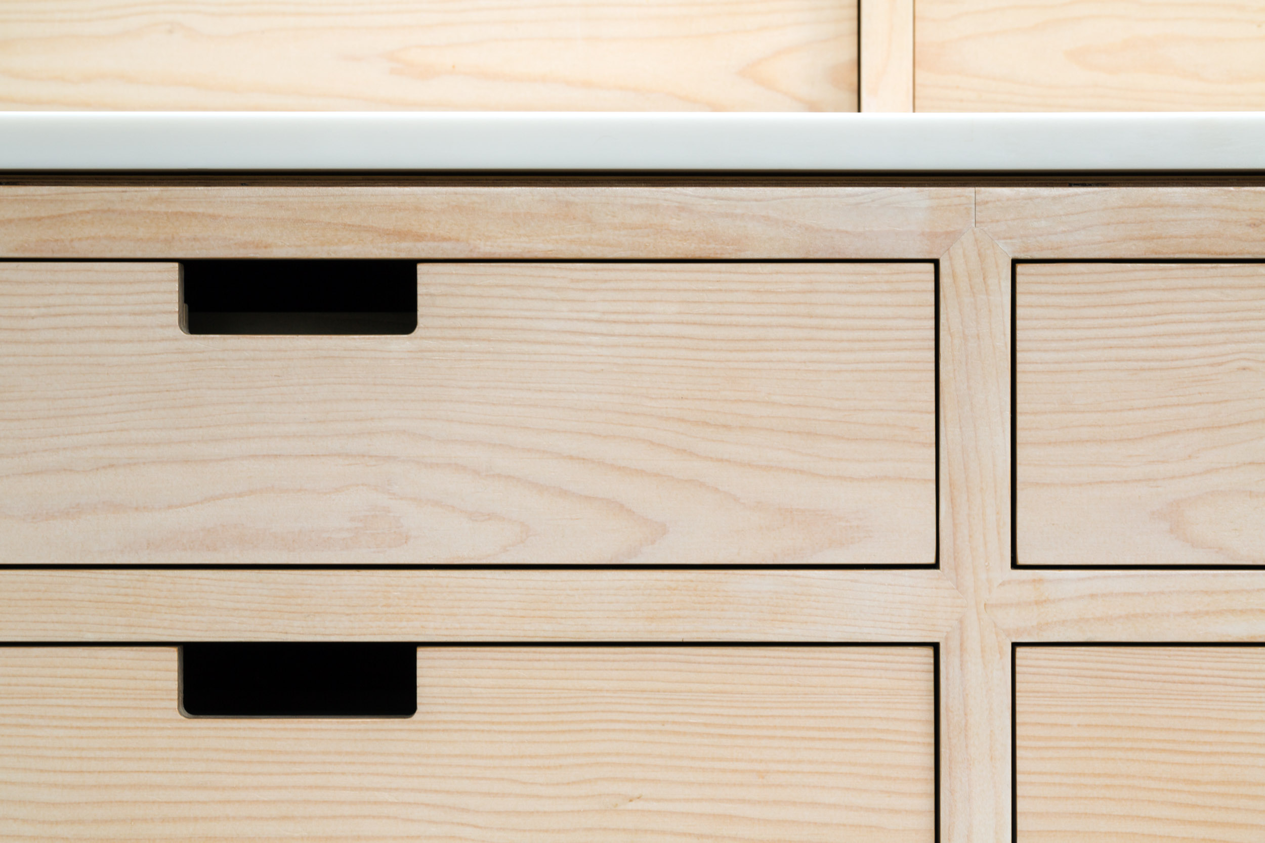 Douglas fir plywood kitchen handle cutouts