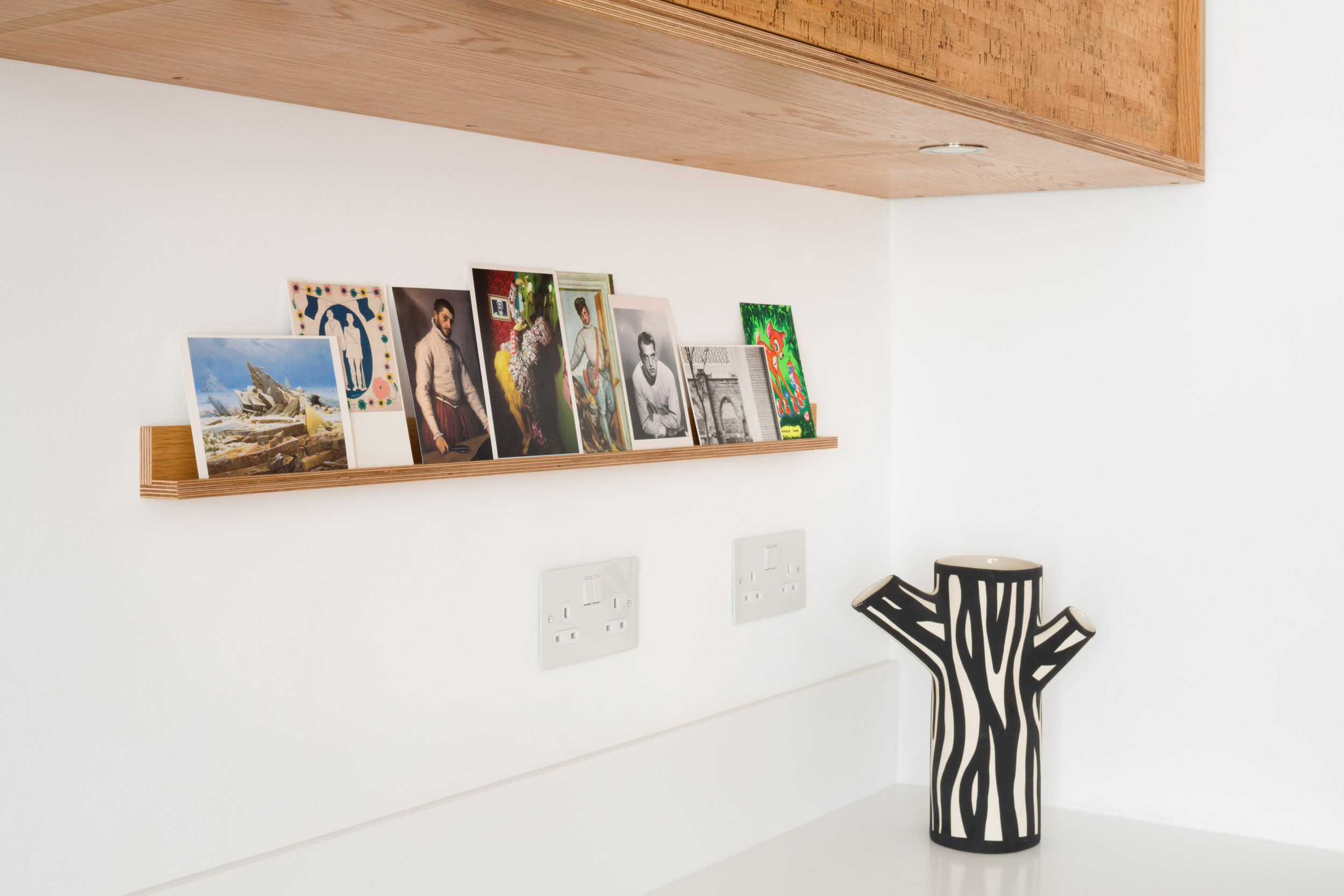 plywood postcard shelf