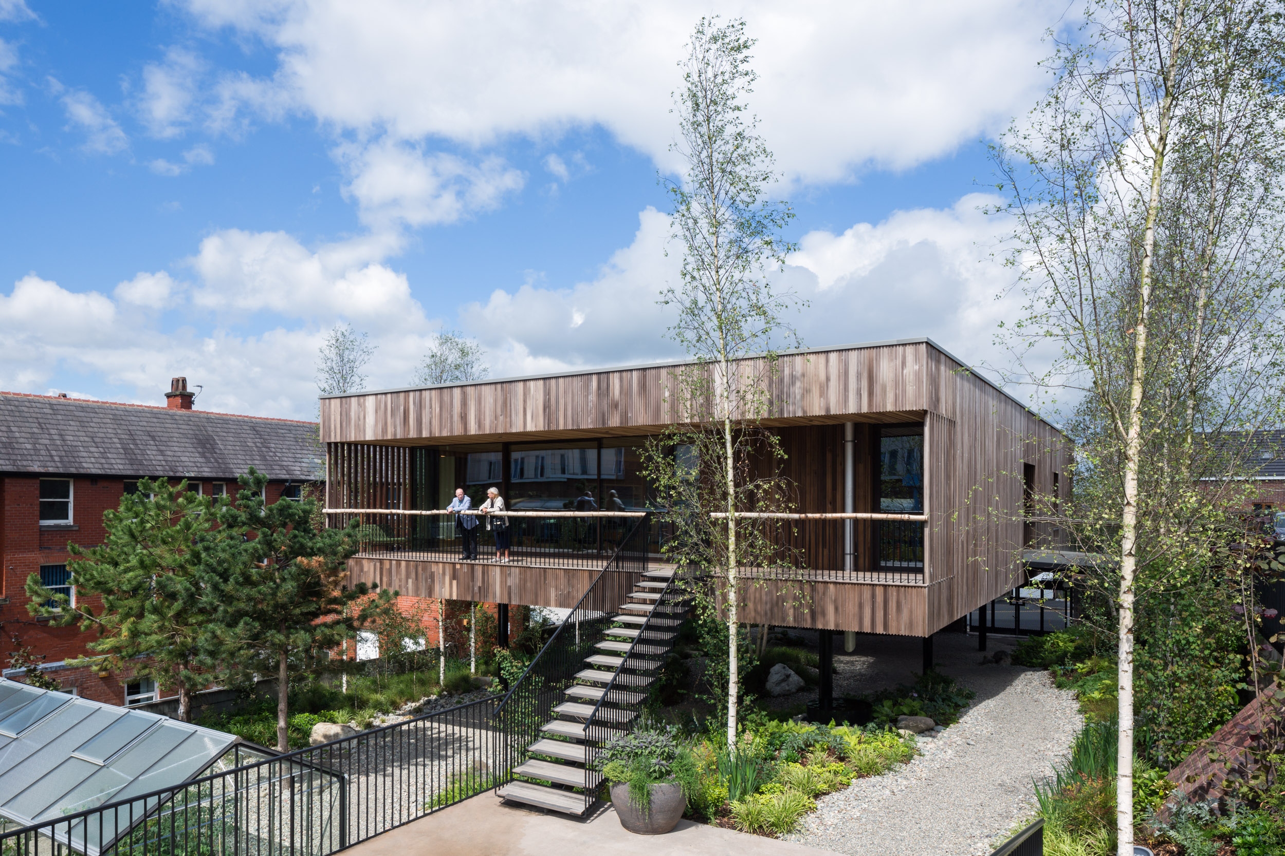 Maggies Oldham - first hardwood CLT building, on stilts