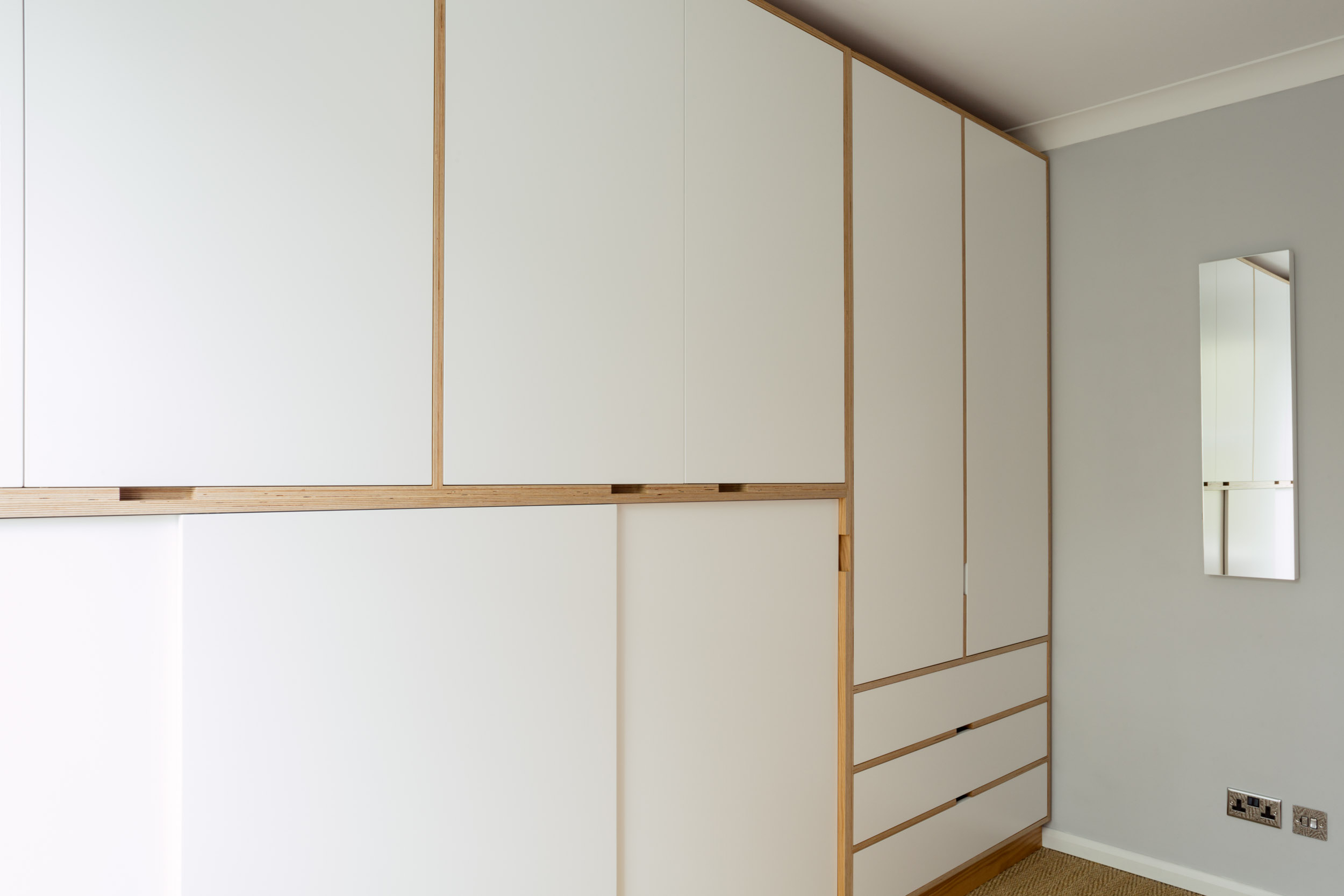 White Birch Plywood Bedroom Wardrobes