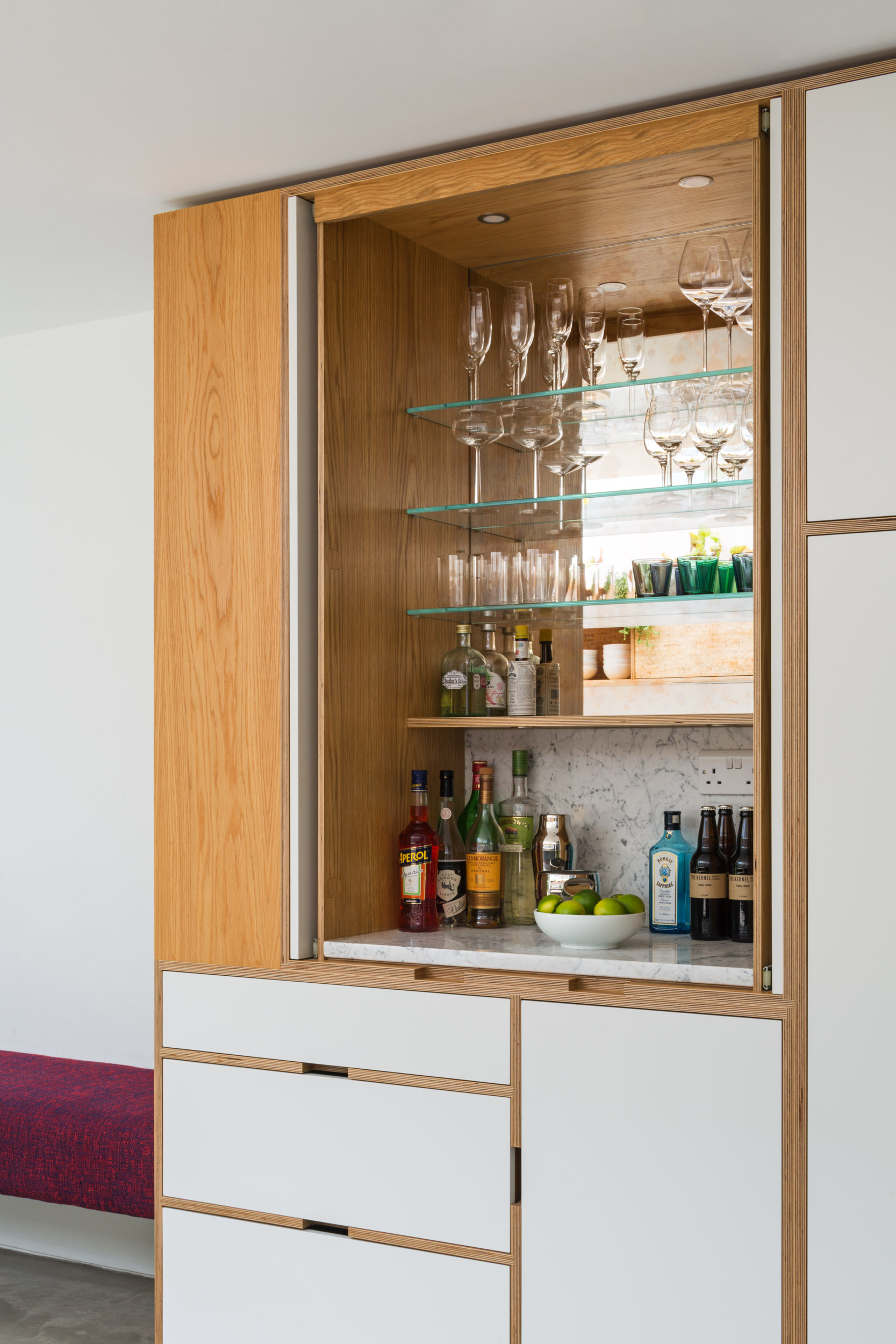 Plywood Kitchen Drinks Cabinet with mirror 