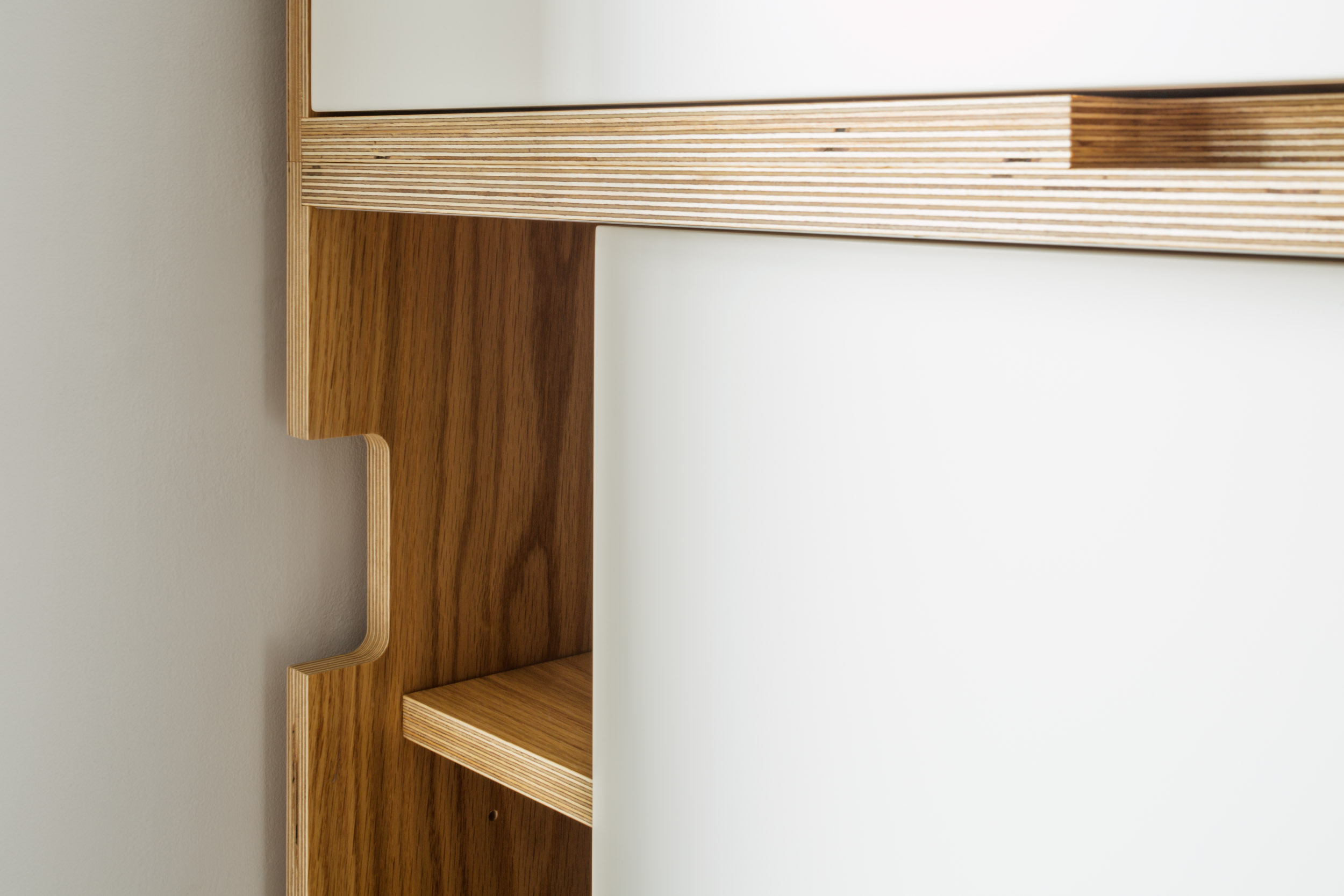 Birch Ply wardrobe detail with shelf