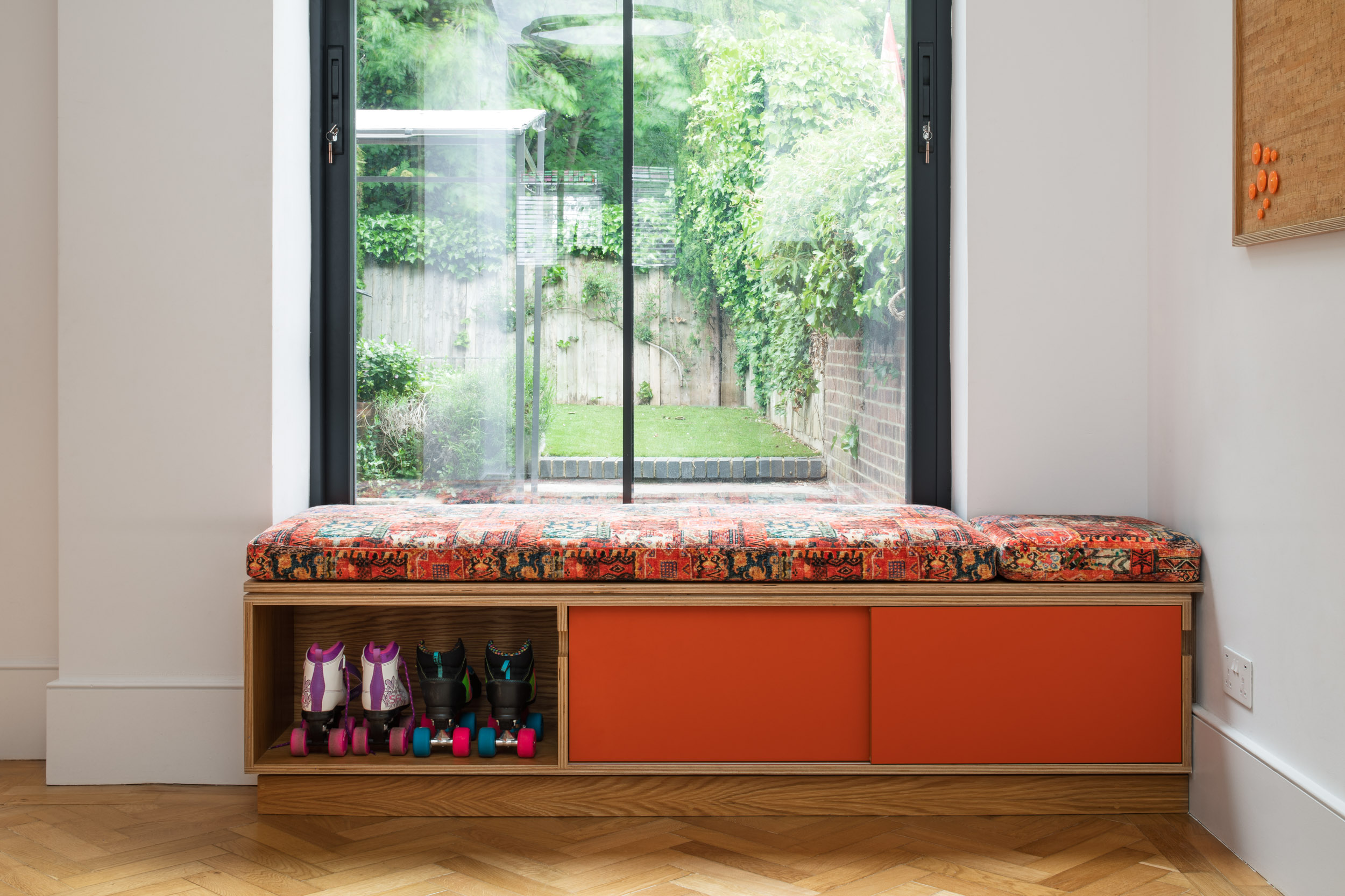 Bespoke Modern Plywood shoe storage and bench