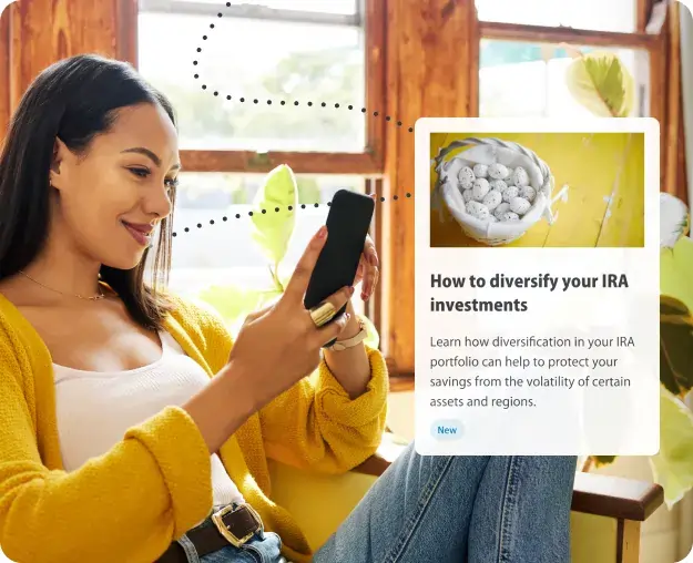 lady reading article on pensionbee app