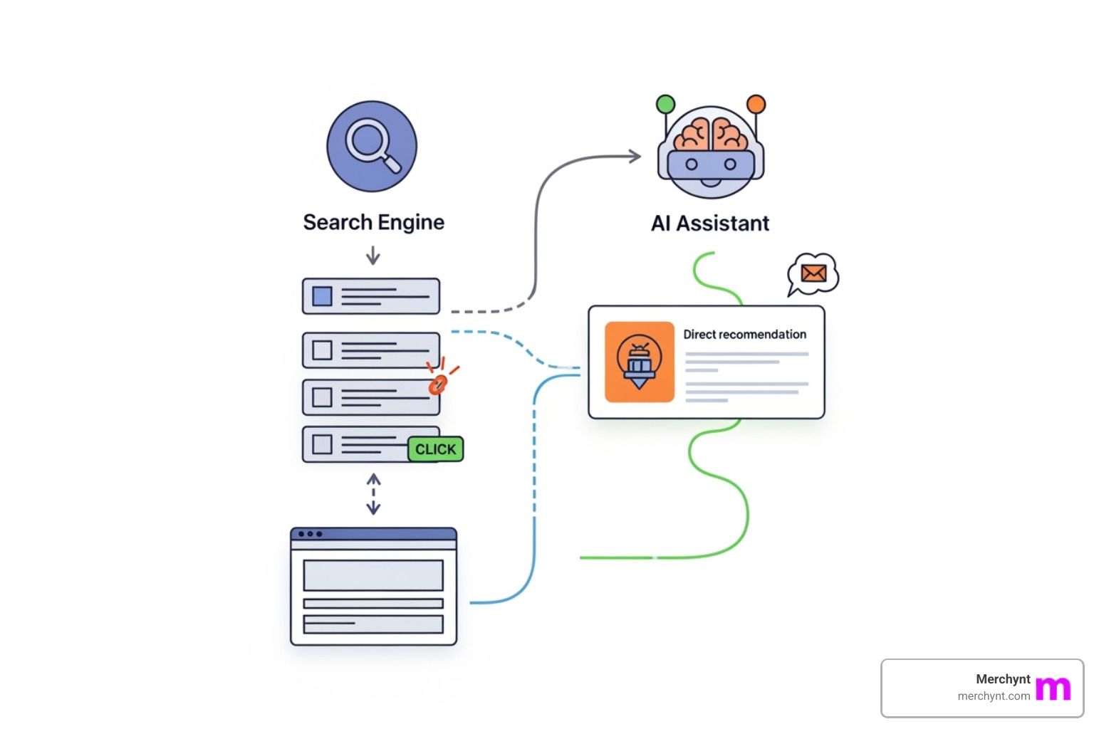 Diagram comparing information flow of SEO vs GEO - chatgpt recommendation engine optimization Diagram comparing information flow of SEO vs GEO - chatgpt recommendation engine optimization