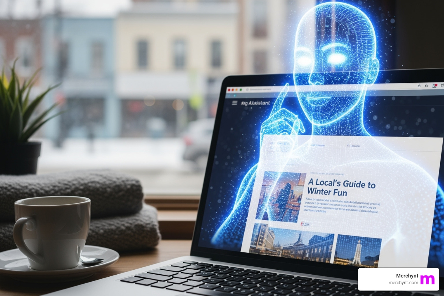 blog post titled "A Local's Guide to Winter Fun in Ottawa" being written by an AI assistant - can ai seo tools help with local seo optimization