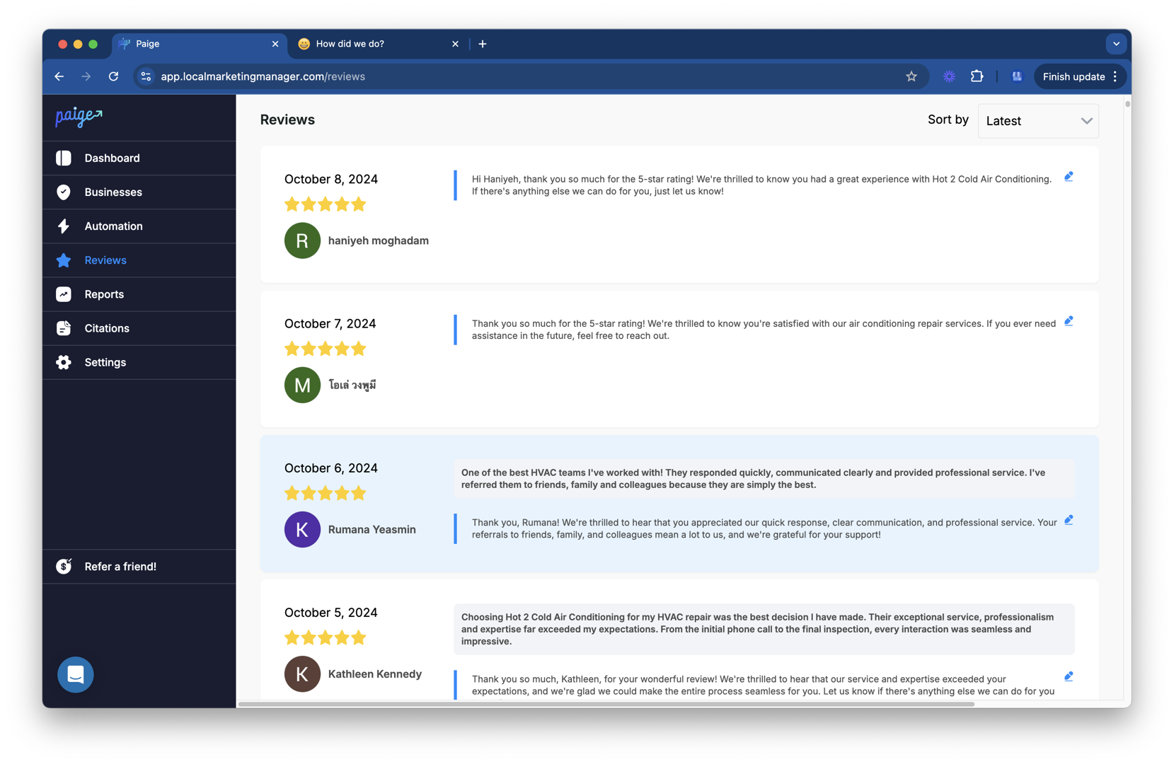 5-star review on a Google Business Profile - Google business listing optimization