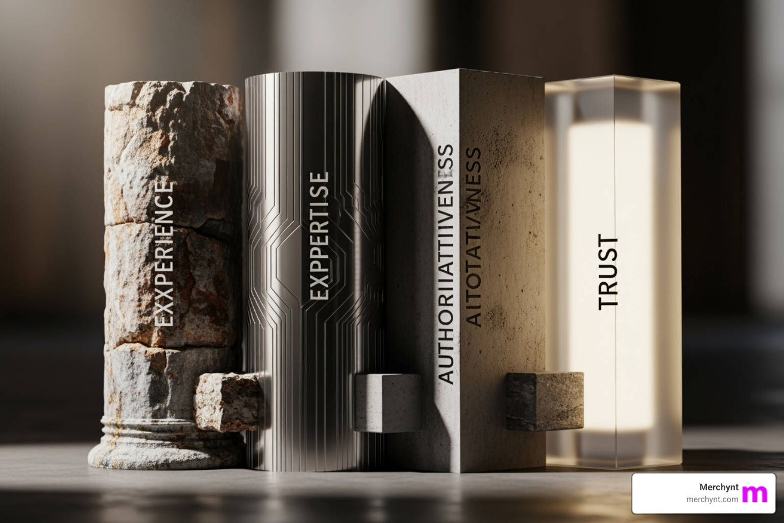 Image illustrating the concept of E-E-A-T (Experience, Expertise, Authoritativeness, Trust), with four distinct sections representing each element - best ai seo tools digital marketing agencies Image illustrating the concept of E-E-A-T (Experience, Expertise, Authoritativeness, Trust), with four distinct sections representing each element - best ai seo tools digital marketing agencies